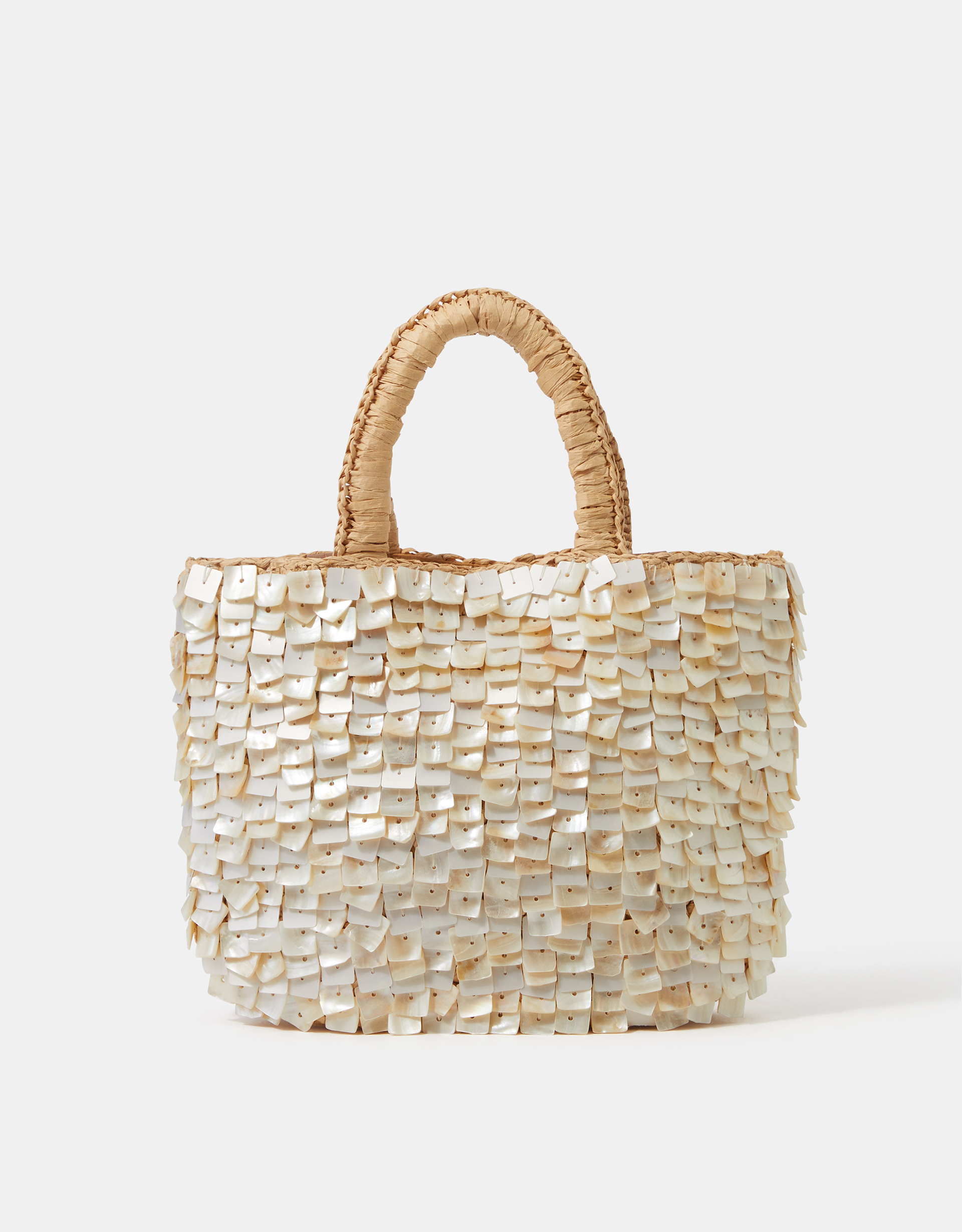 Mother of Pearl Raffia Handheld Bag - Accessorize