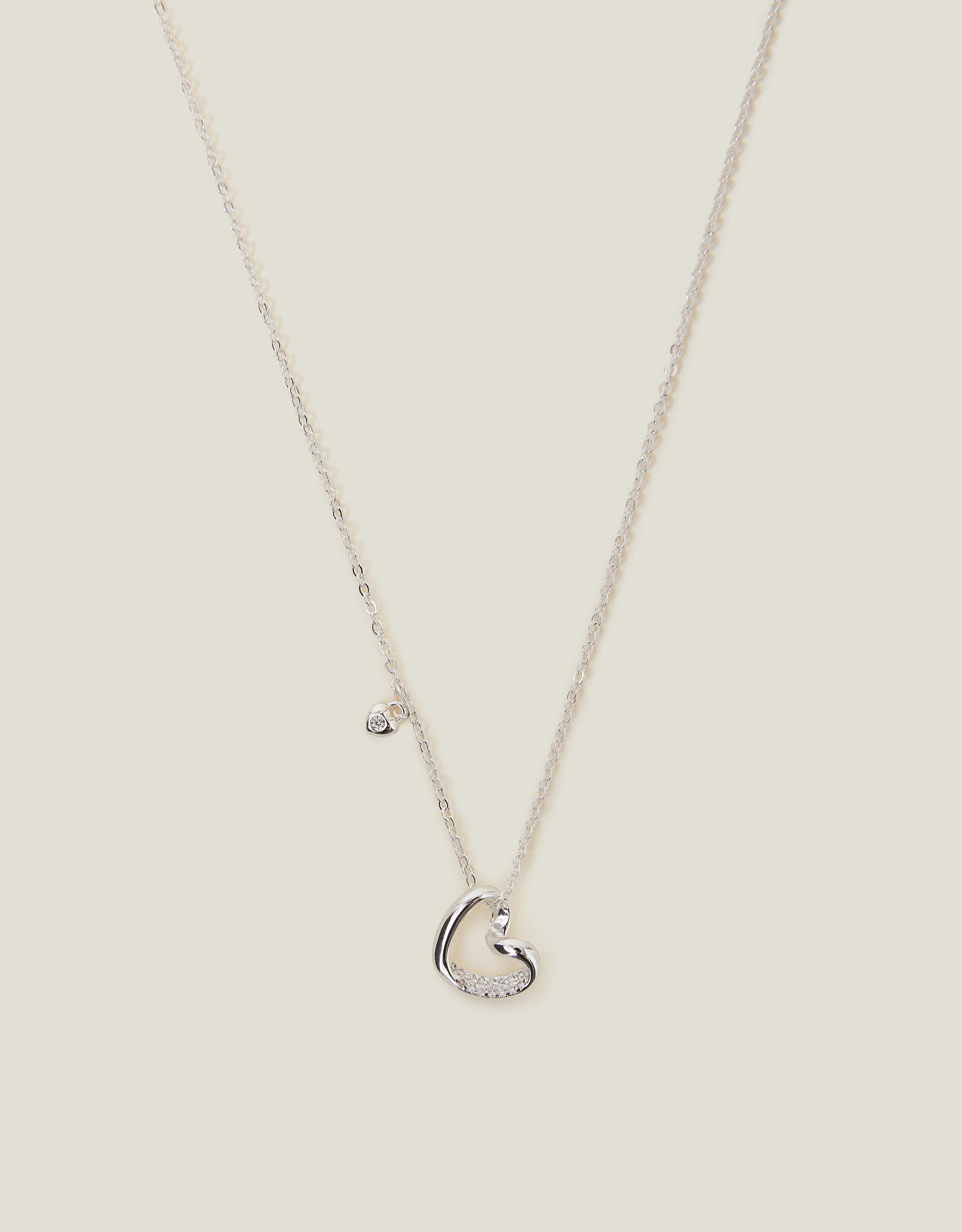 Sterling Silver-plated Twist Heart Pendant Necklace - Accessorize