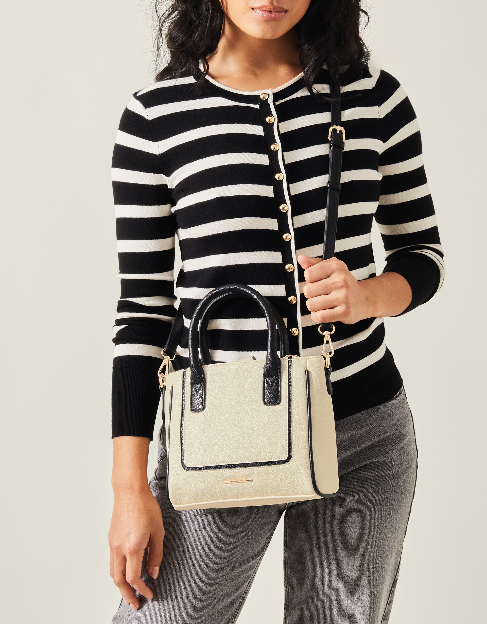 Black Two-tone Faux Leather Handbag - Accessorize