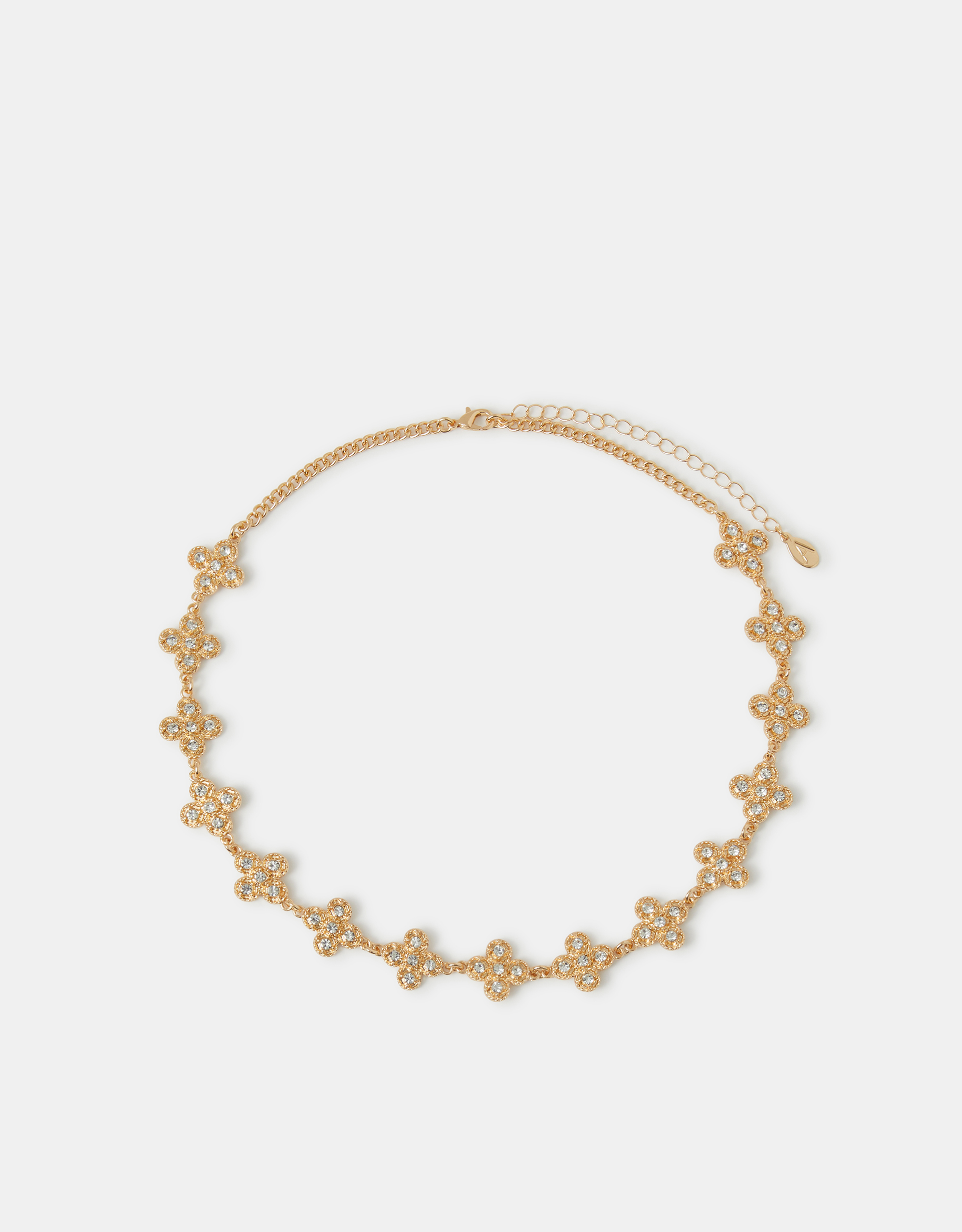 Accessorize Lace Clover Collar Necklace, Gold