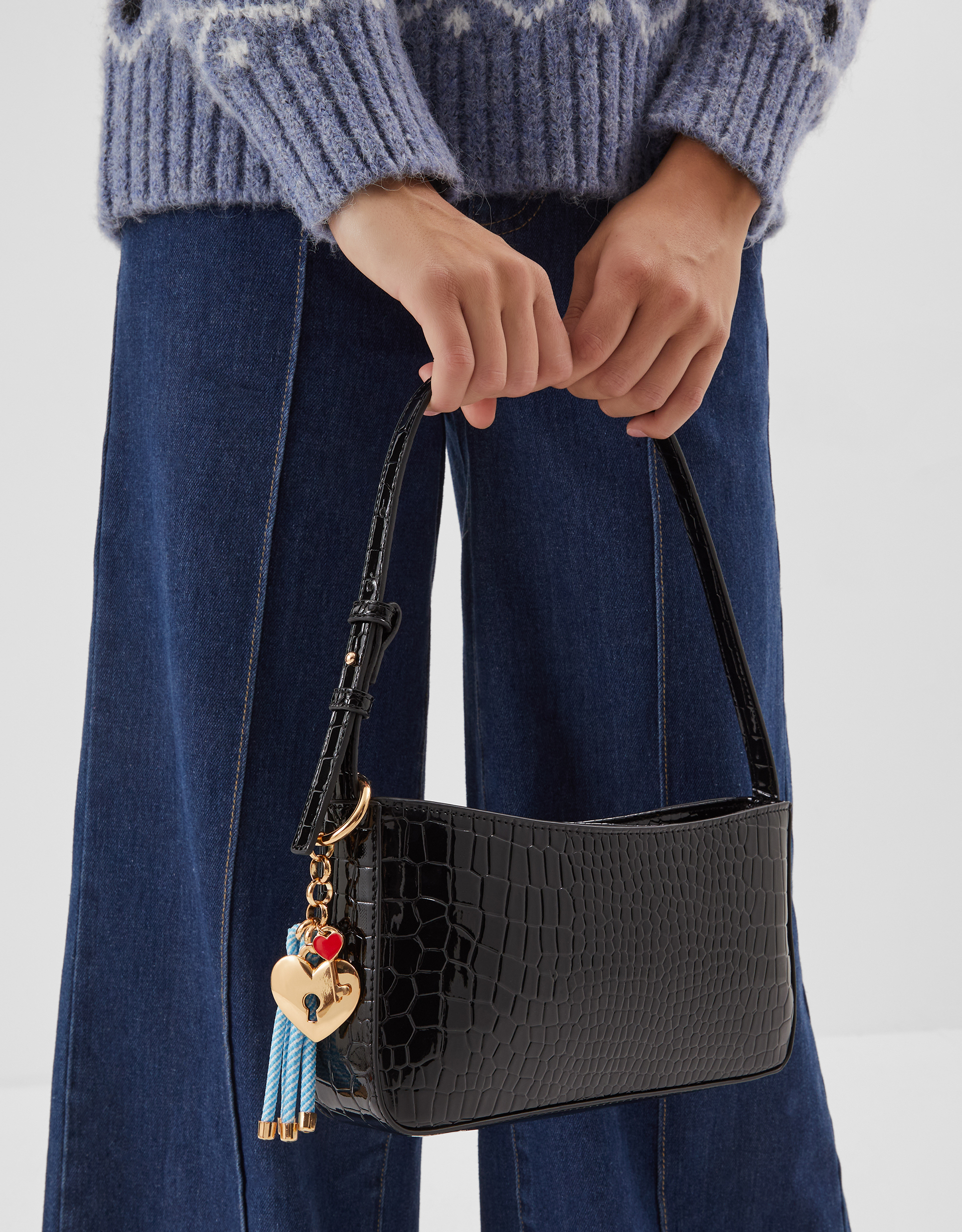 White Padlock & Key Bag Charm - Accessorize