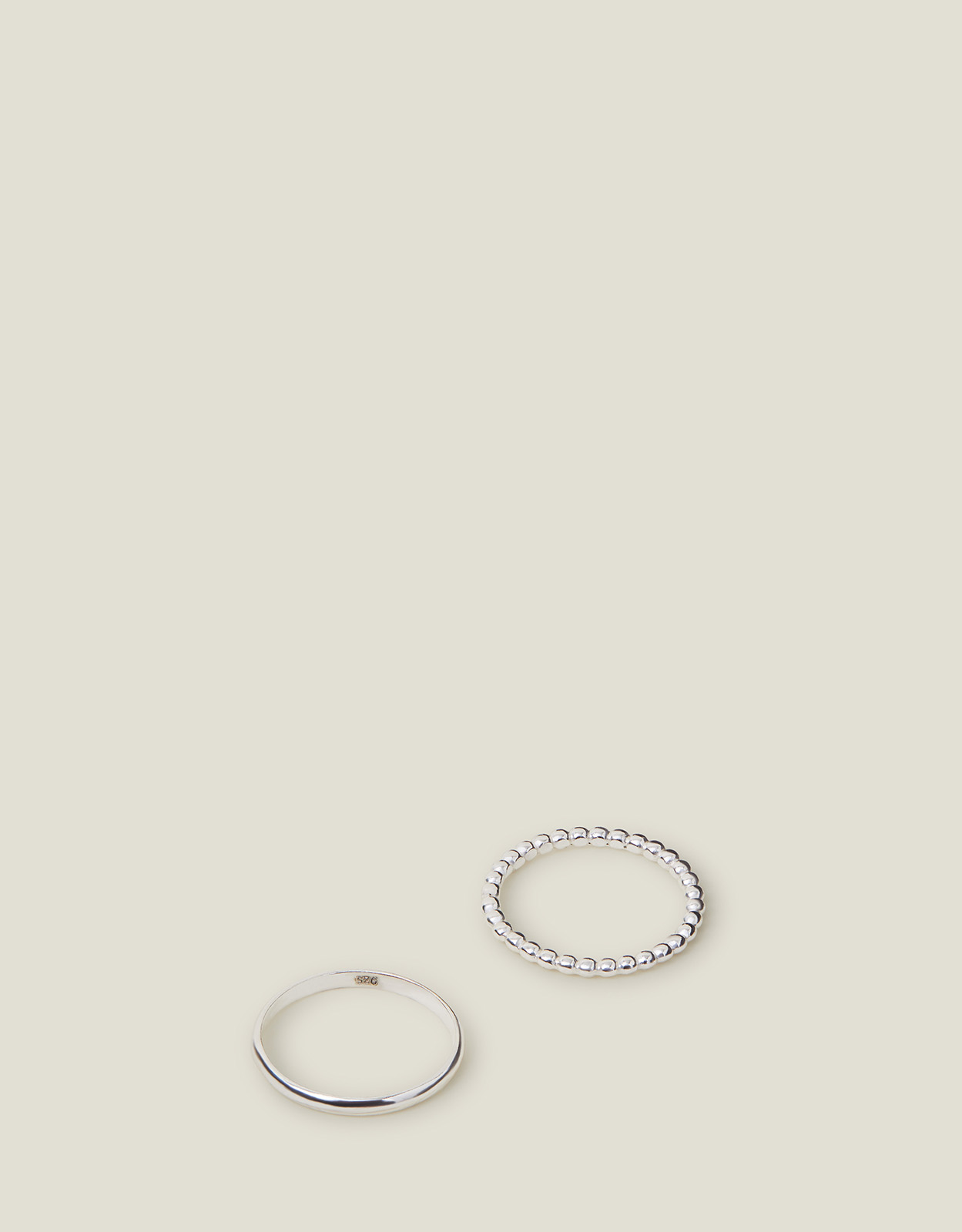 2-Pack Sterling Silver Bobble Rings Size: M, Women's - Accessorize