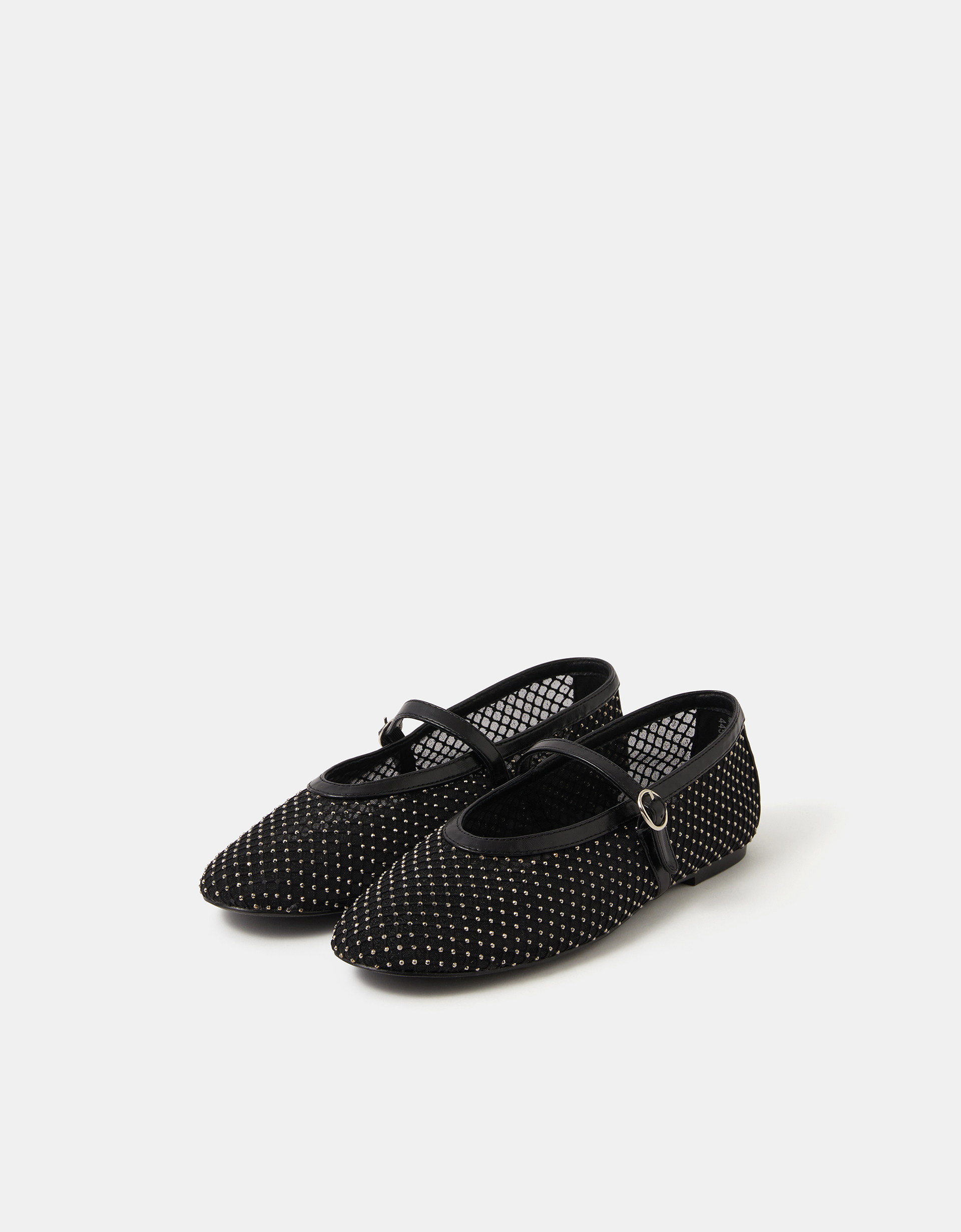 Rhinestone Mesh Mary Jane Ballet Flats Black, Size: 39 - Accessorize