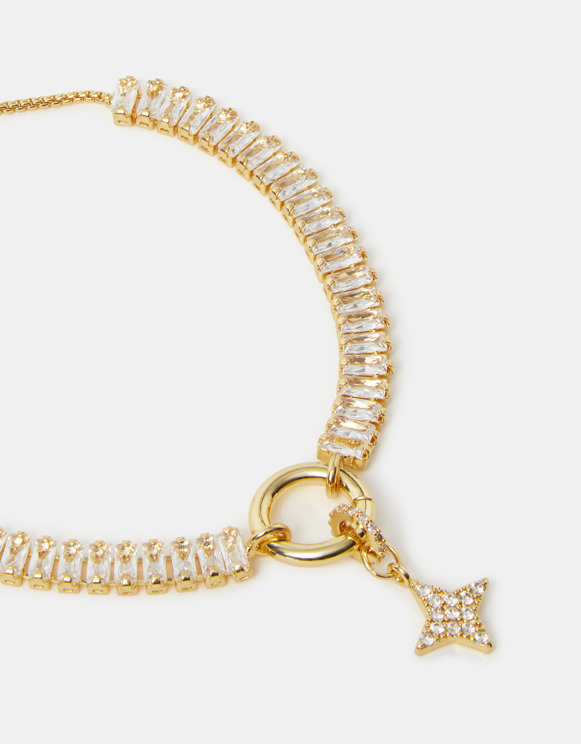 14ct Gold-plated Baguette Toggle Charm Bracelet