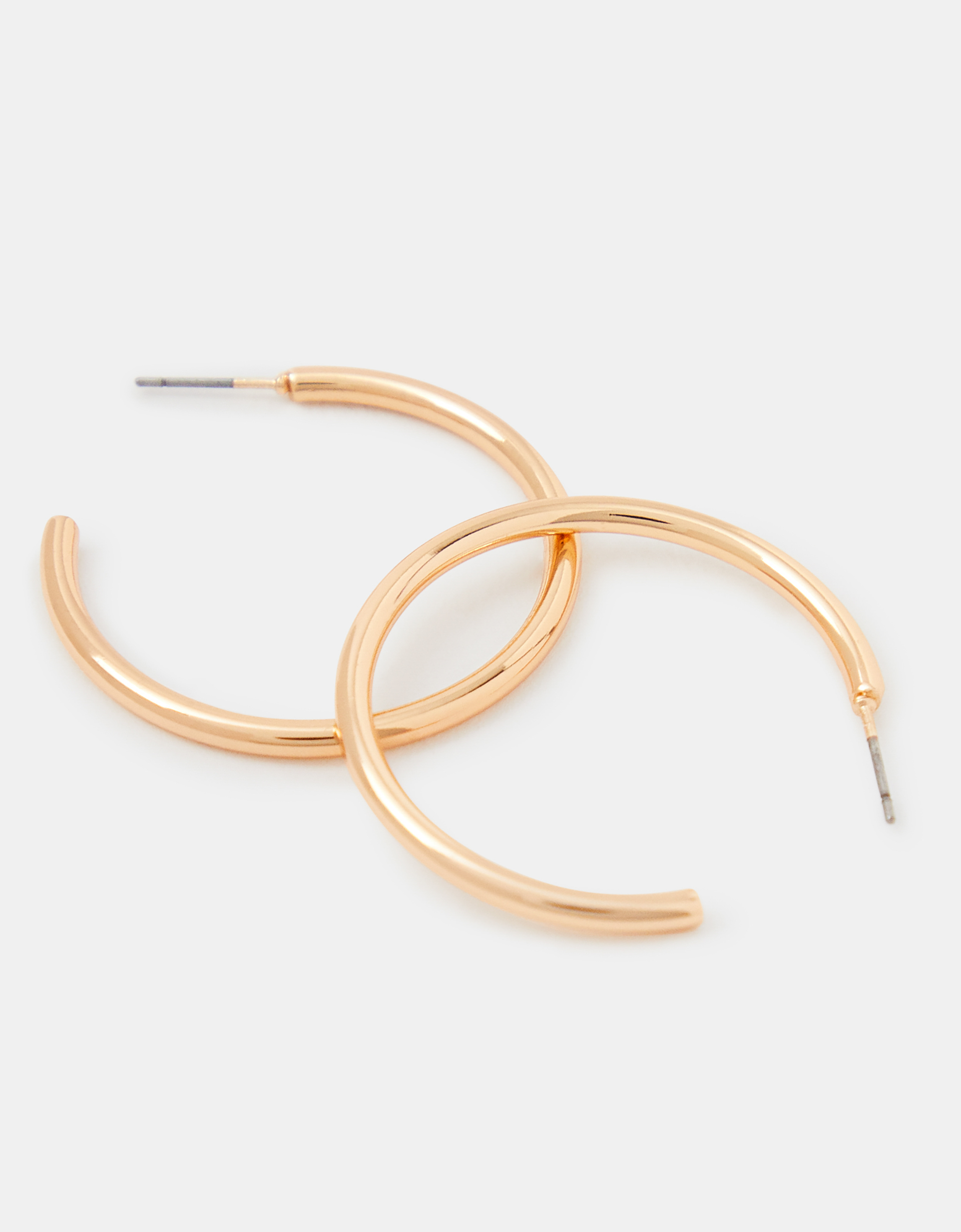 Accessorize Matte Medium Tube Hoop Earrings, Gold