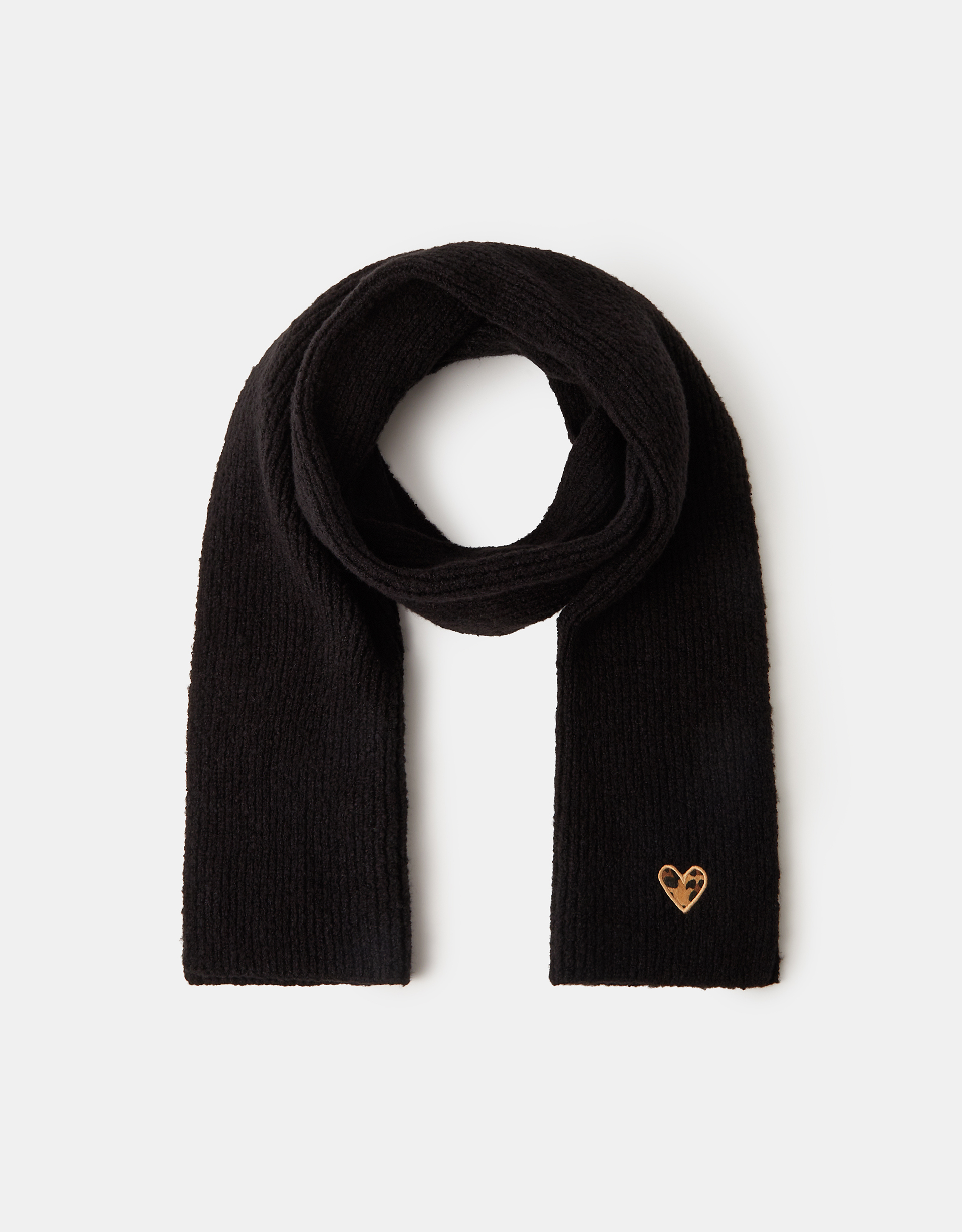 Black Leopard Heart Scarf - Accessorize