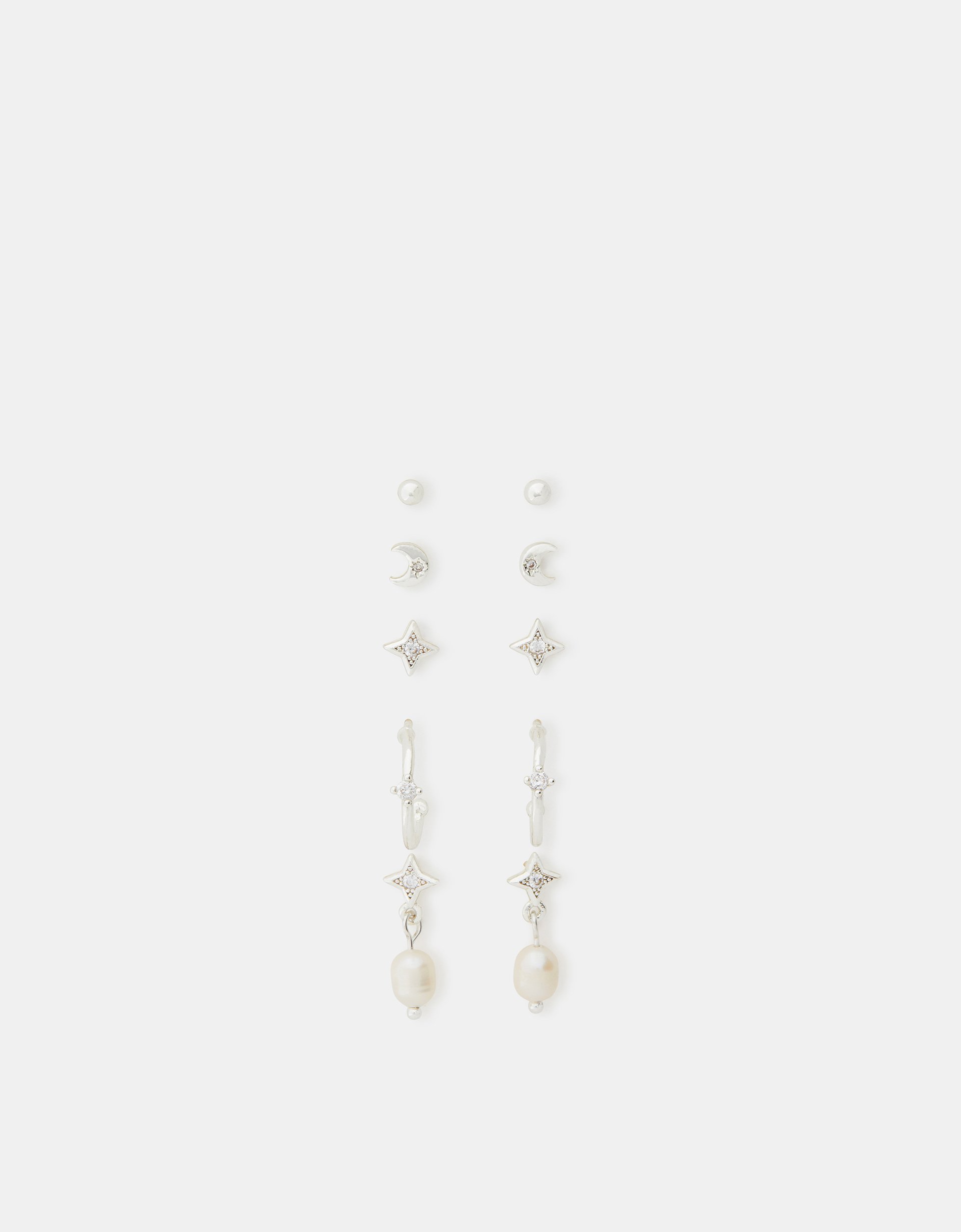 5-Pack Sterling Silver-plated Pearl Stud & Hoop Earrings - Accessorize