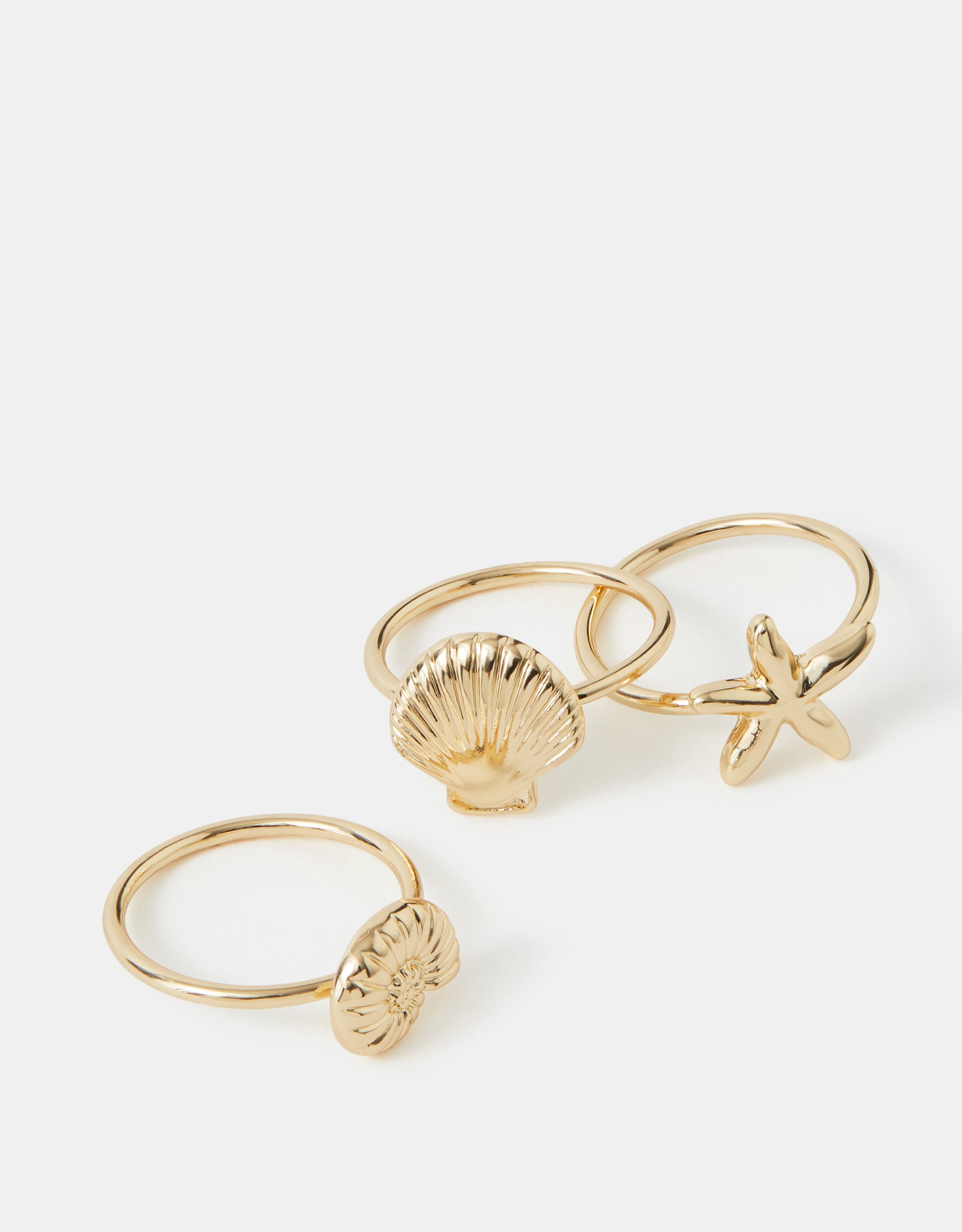 Accessorize Star 3-Pack Ocean Rings, Gold, Size: L