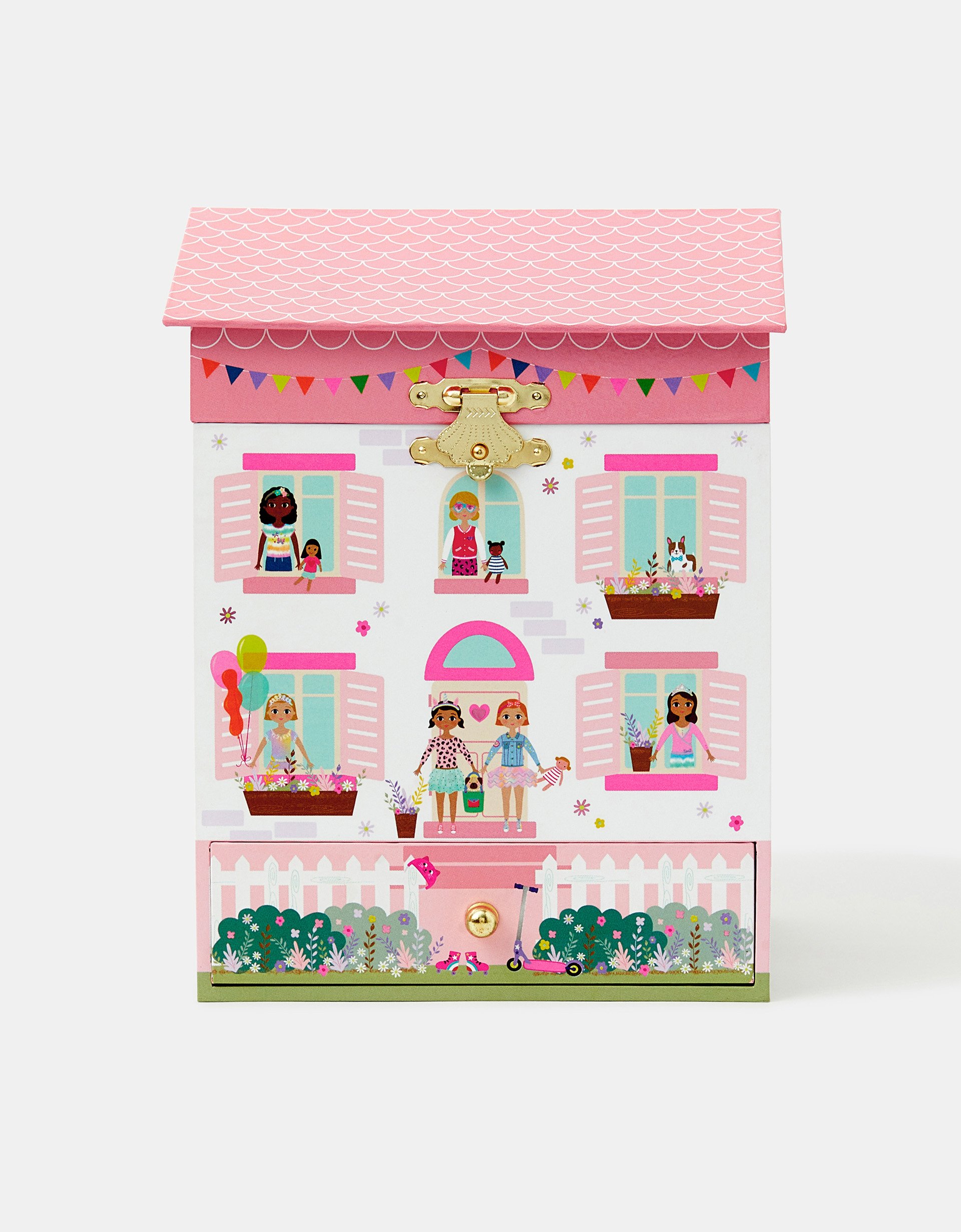 Pink/white Floss & Rock Dolls House Musical Jewellery Box, Size: 16x15cm, Girl's - Accessorize