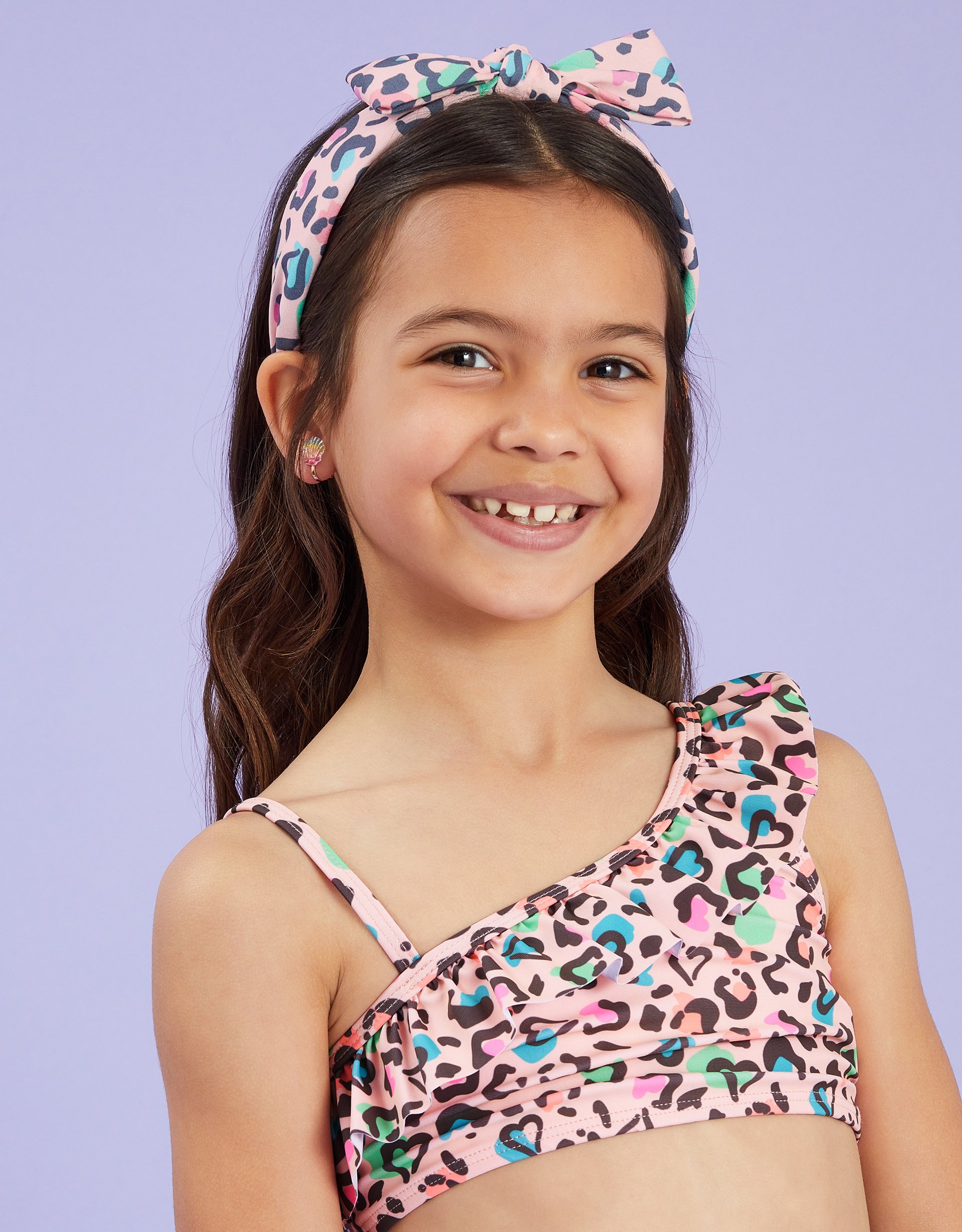 Pink Girls Bow Leopard Print Headband - Accessorize