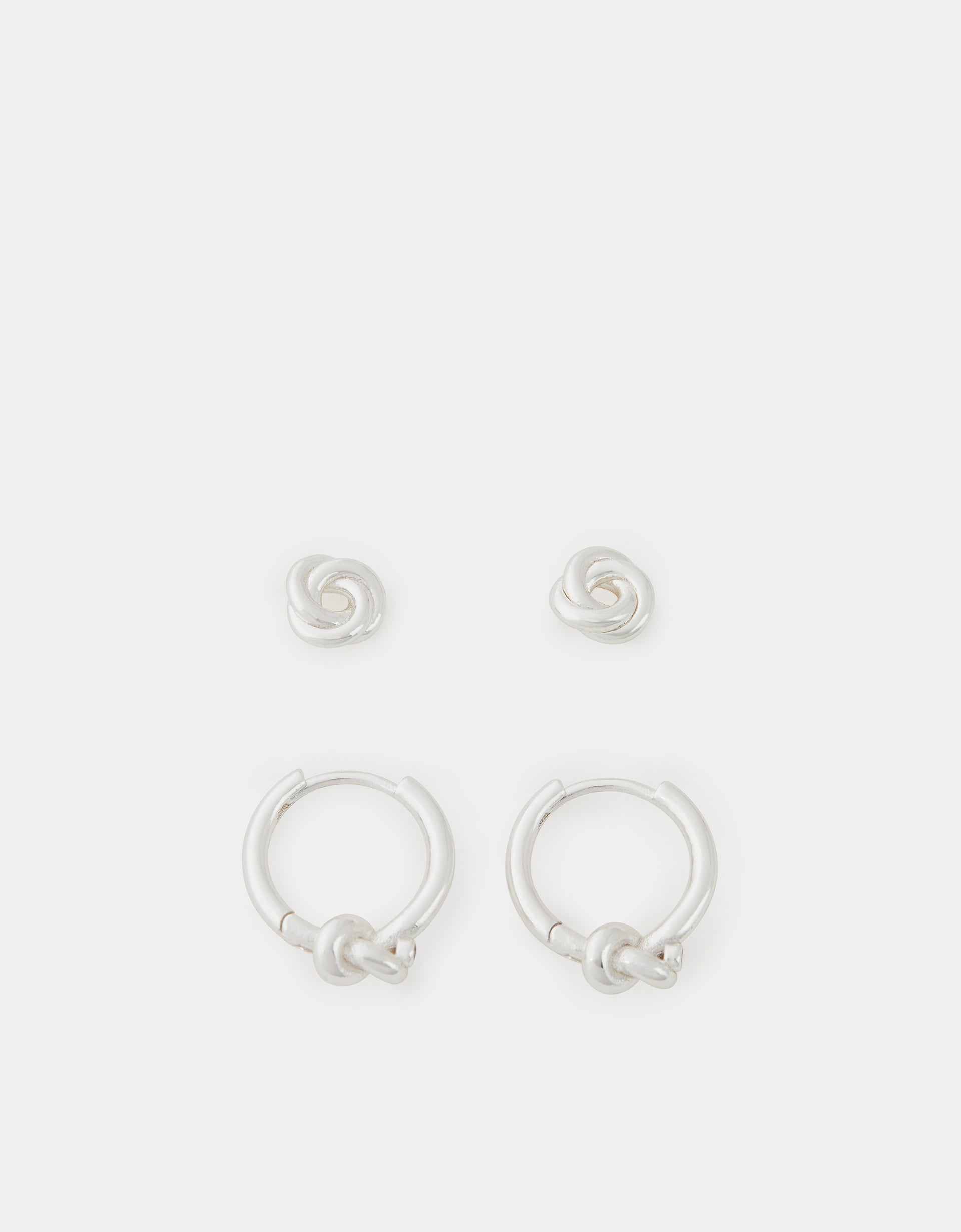 Accessorize 2-Pack Sterling Silver-Plated Knot Hoop Earrings