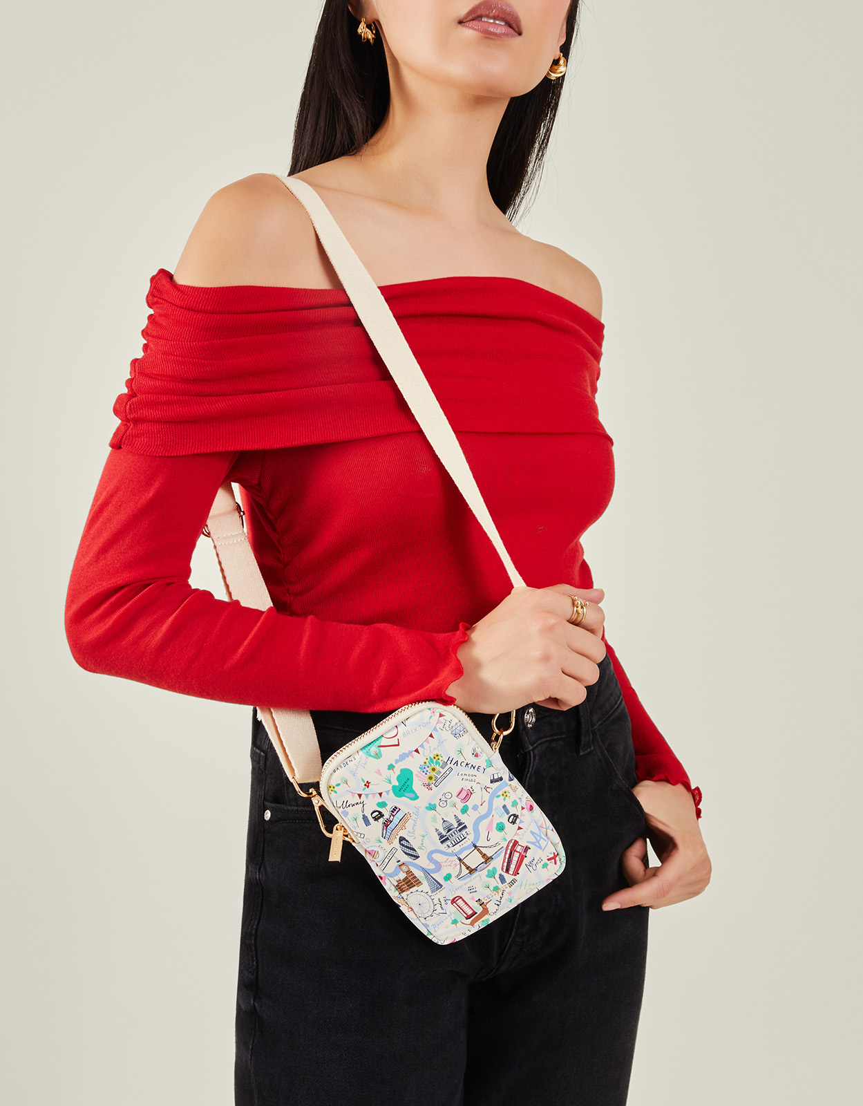 White/blue/red London Print Phone Bag, Size: 18x12cm, Women's - Accessorize