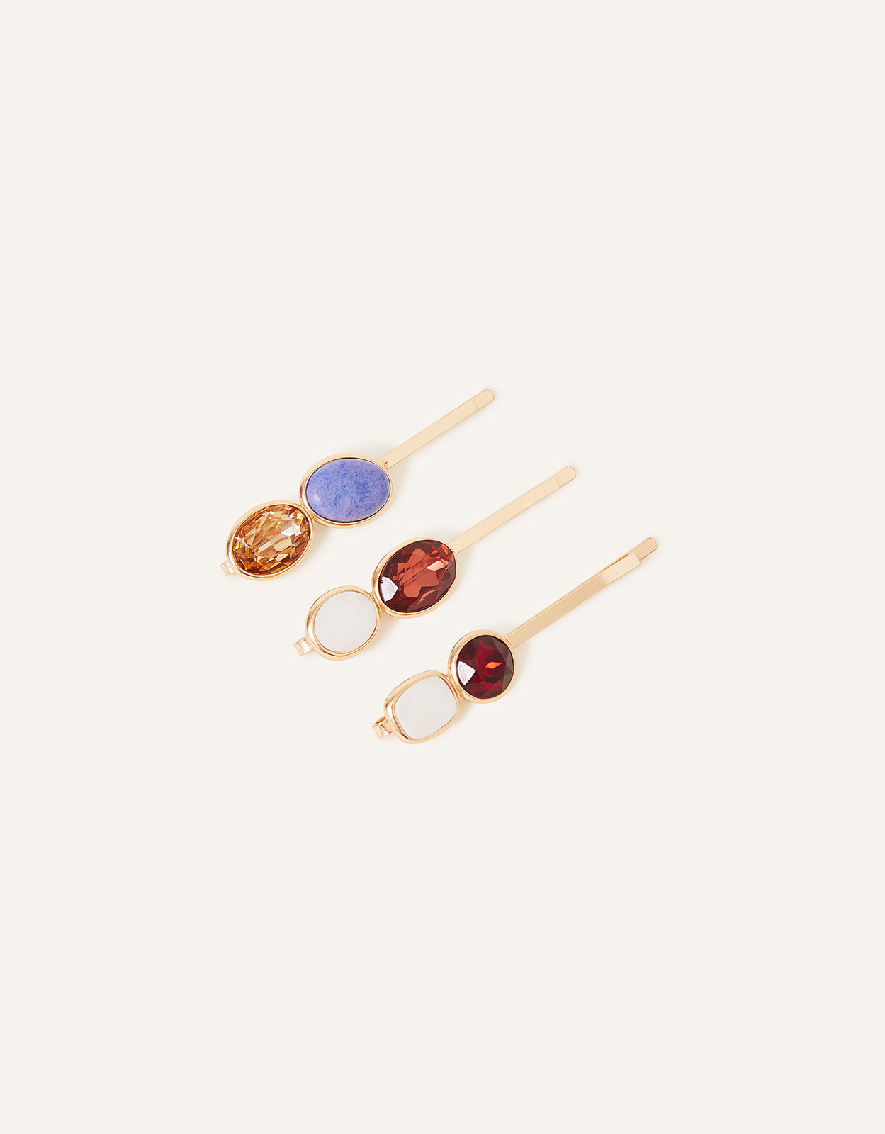 Accessorize Women's Mixed Gem Hair Slides Set of Three