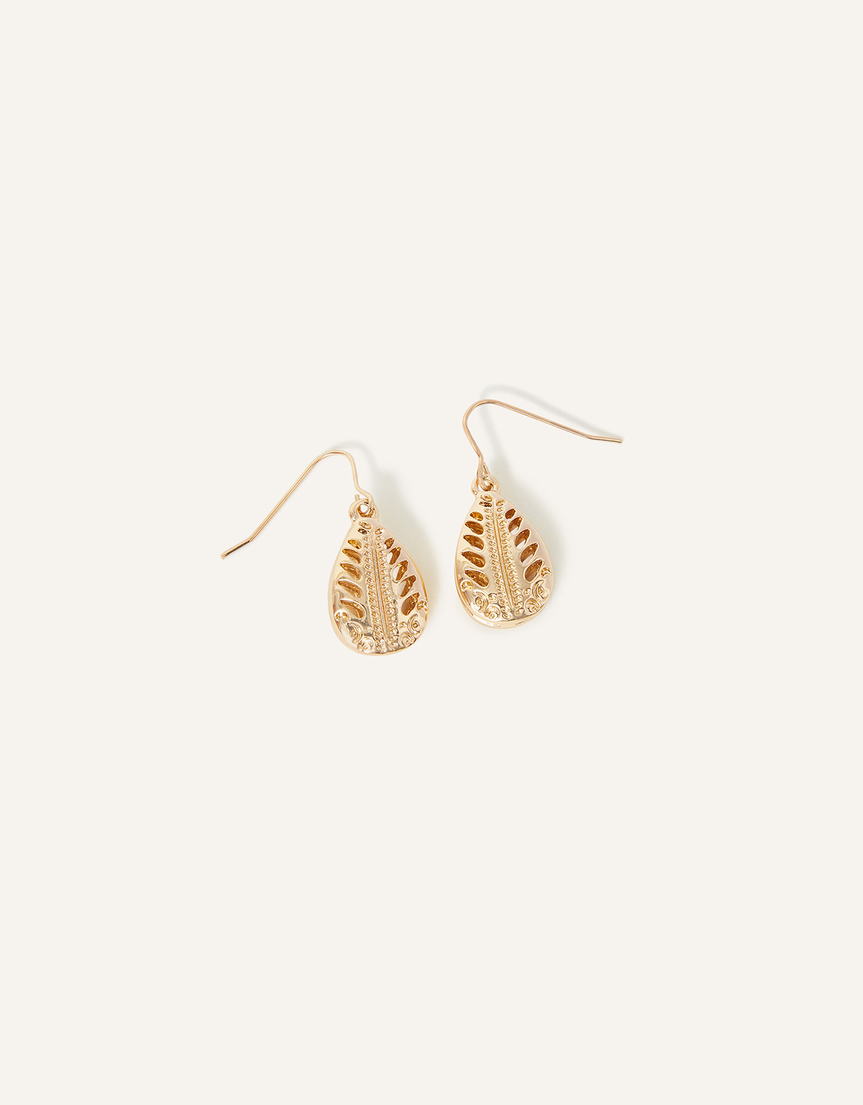 Accessorize Women's Gold Filigree Leaf Short Drop Earrings, Size: 3cm