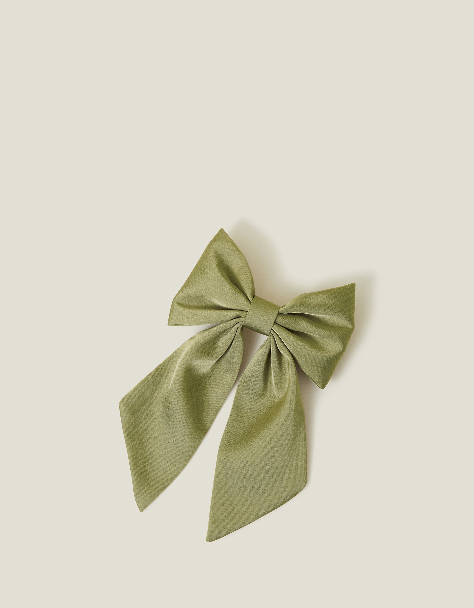 Green Satin Bow Hair Clip, Size: 15x12cm, Women's