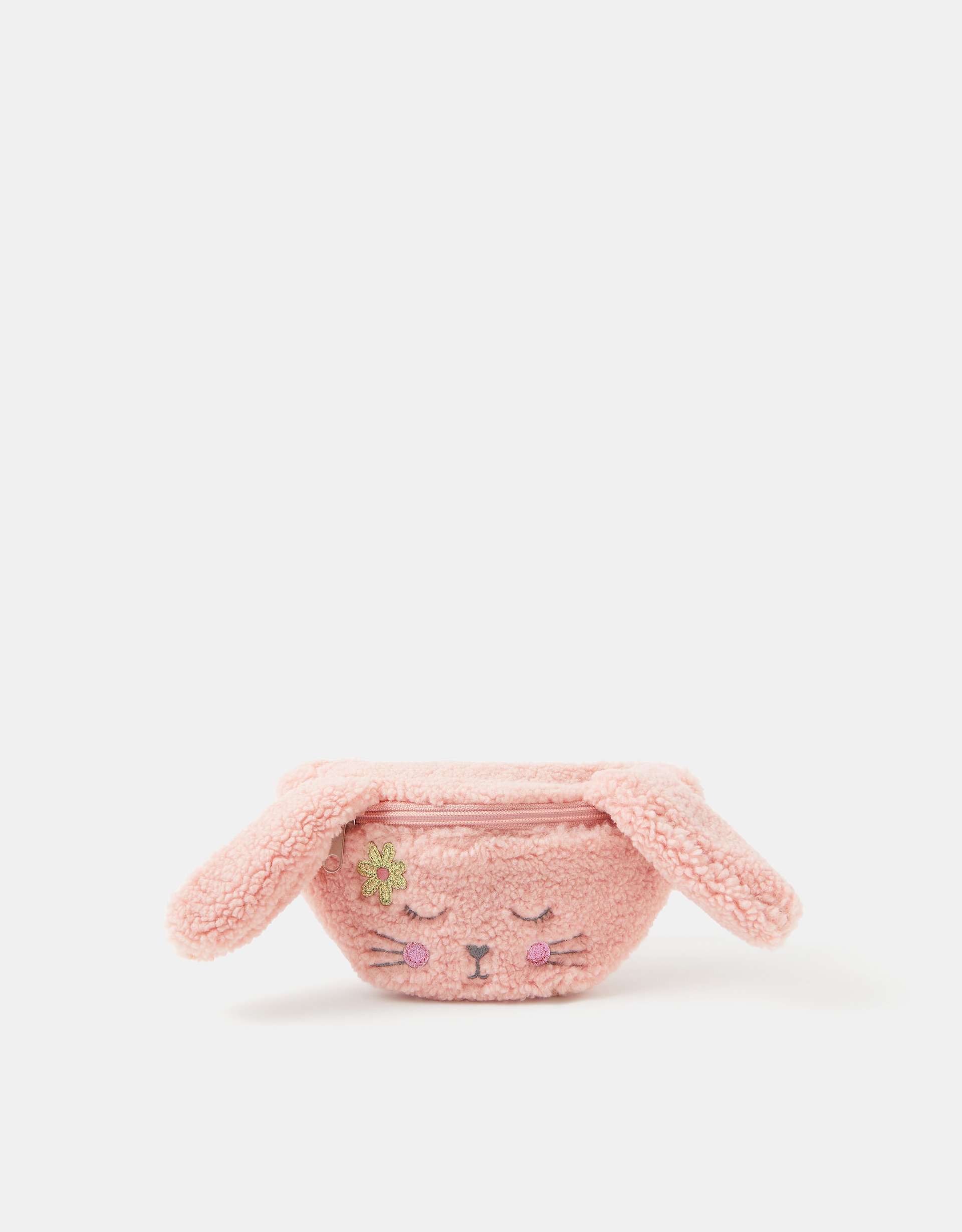 Pink Girls Borg Bunny Belt Bag - Accessorize