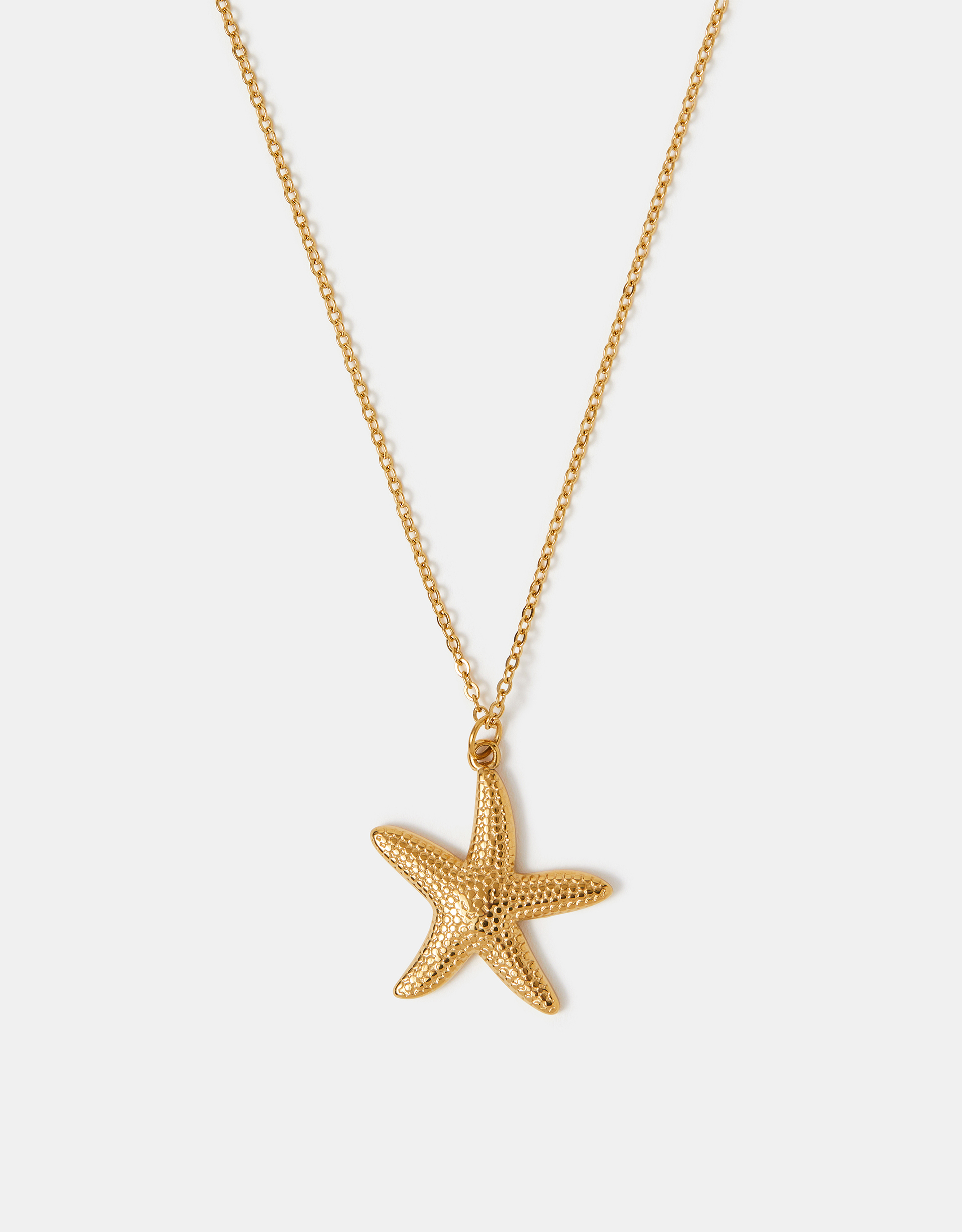 Gold Stainless Steel Starfish Pendant Necklace