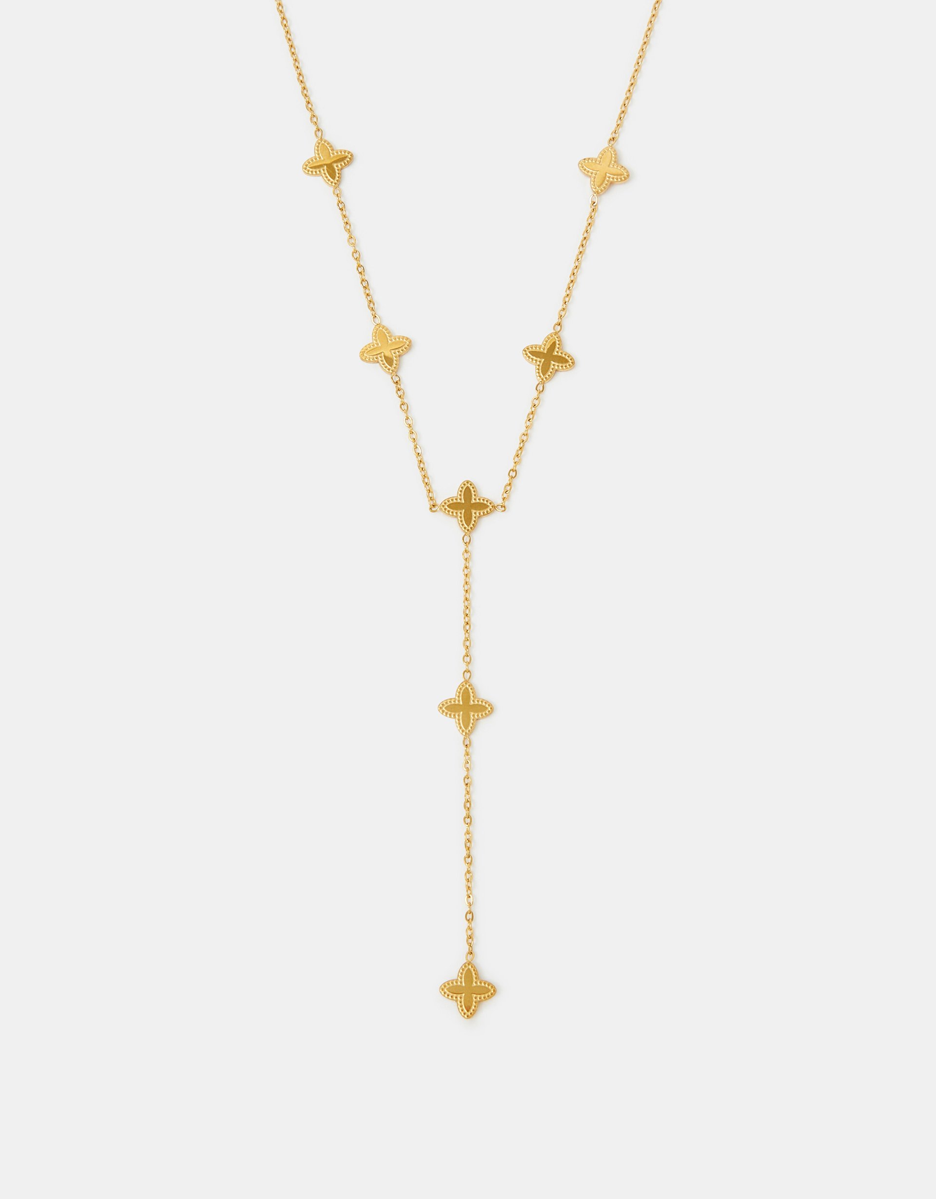 Accessorize Stainless Steel Clover Lariat Necklace