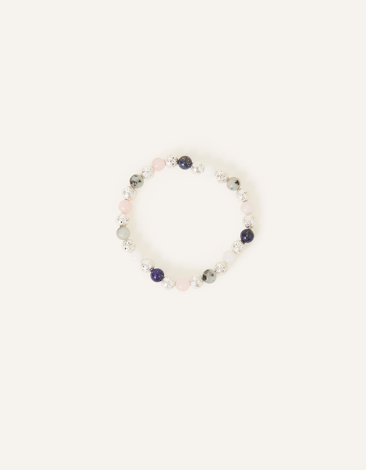 Accessorize Women's Sterling Silver-Plated, Pink and Blue Semi-Precious Stone Bracelet, Size: 7cm