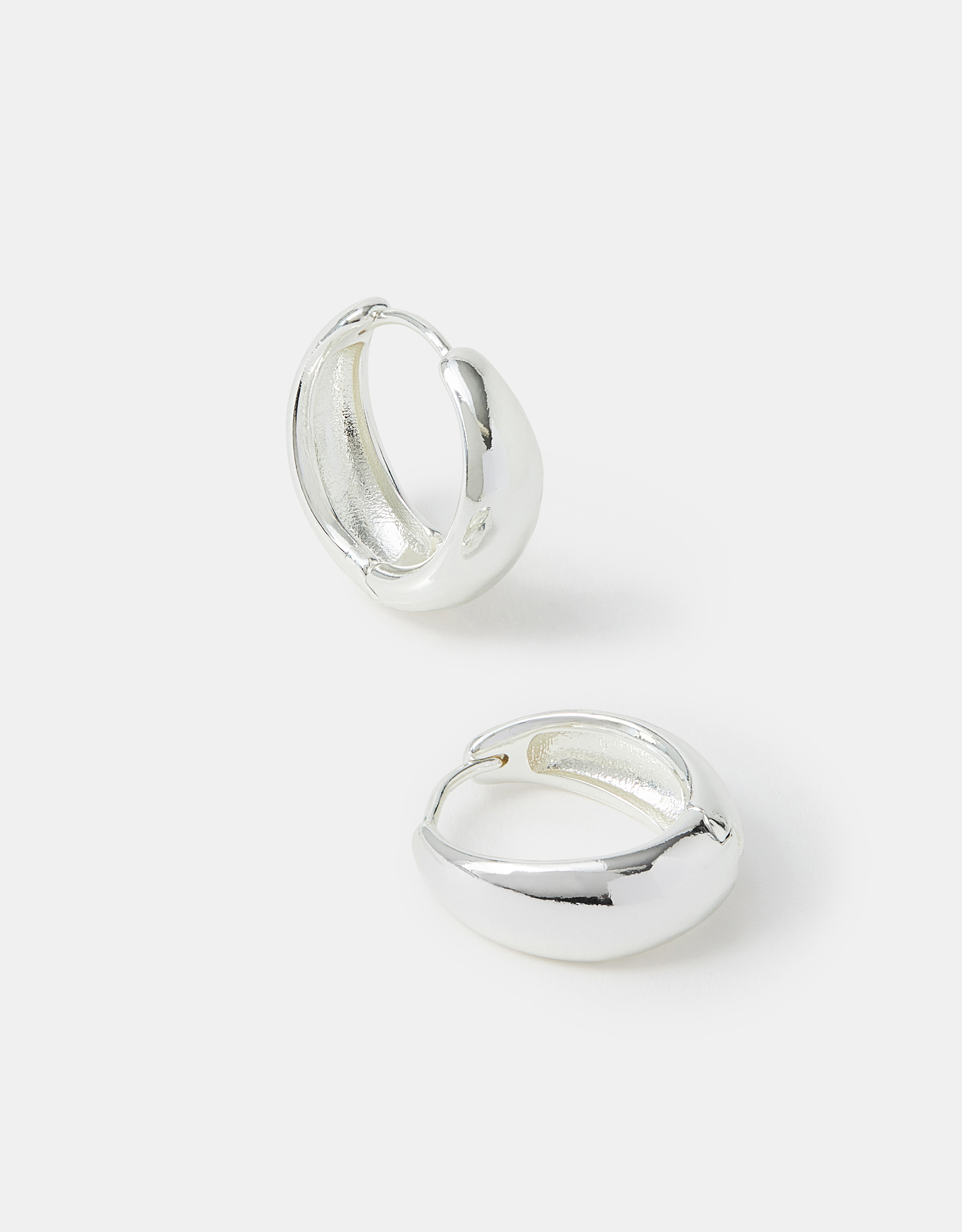 Tan Sterling Silver-plated Chunky Hoop Earrings - Accessorize