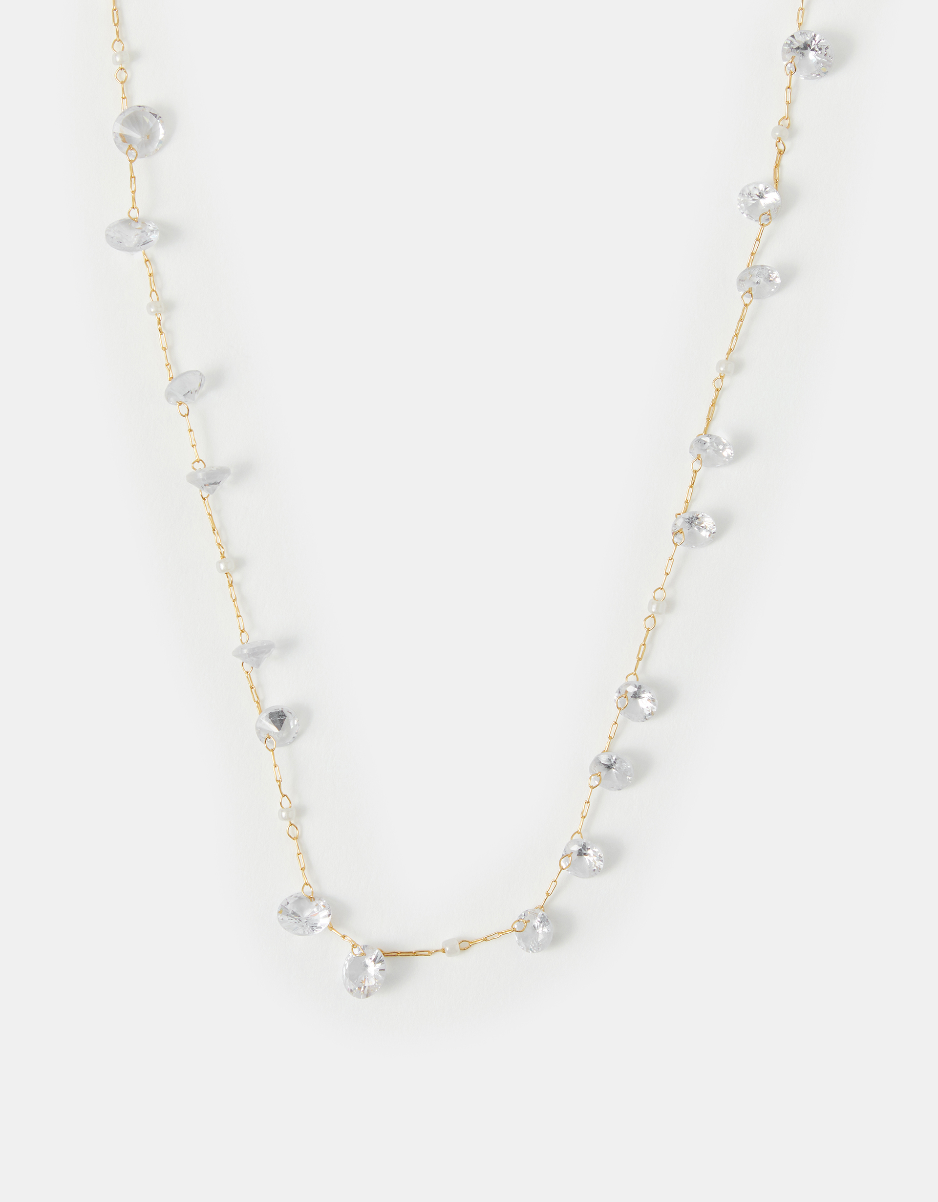 Accessorize Lace 14ct -Plated Multi Stone Necklace, Gold