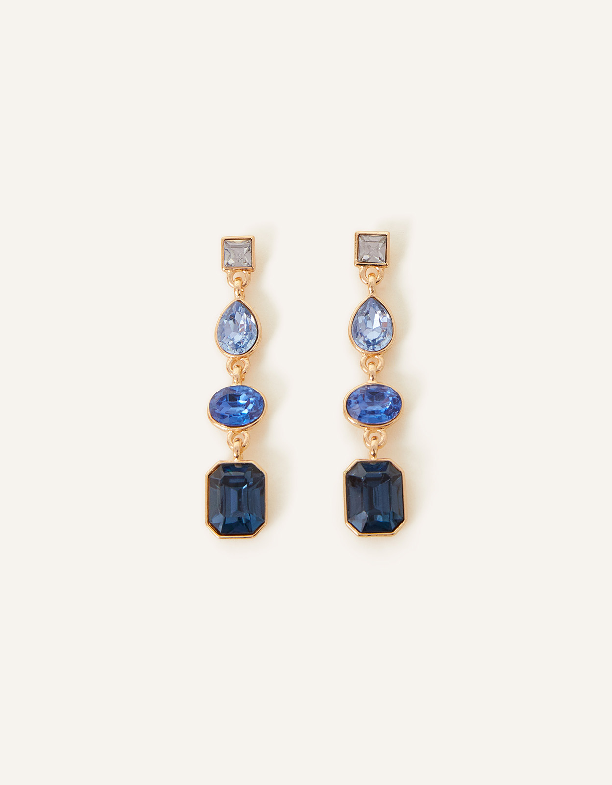 Accessorize Women's Blue and Gold Eclectic Gem Long Drop Earrings, Size: 5cm