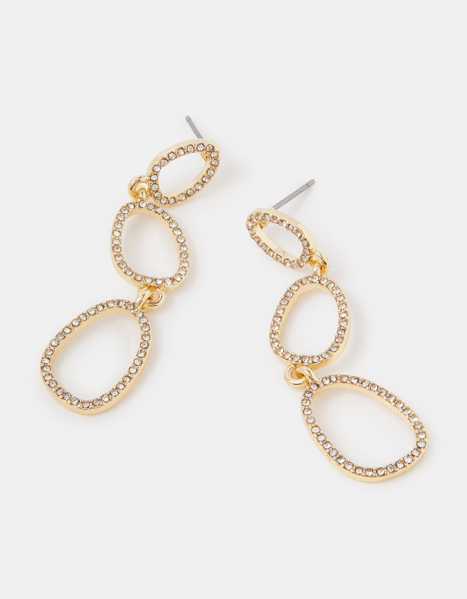 Gold Cut Out Triple Drop Earrings - Accessorize