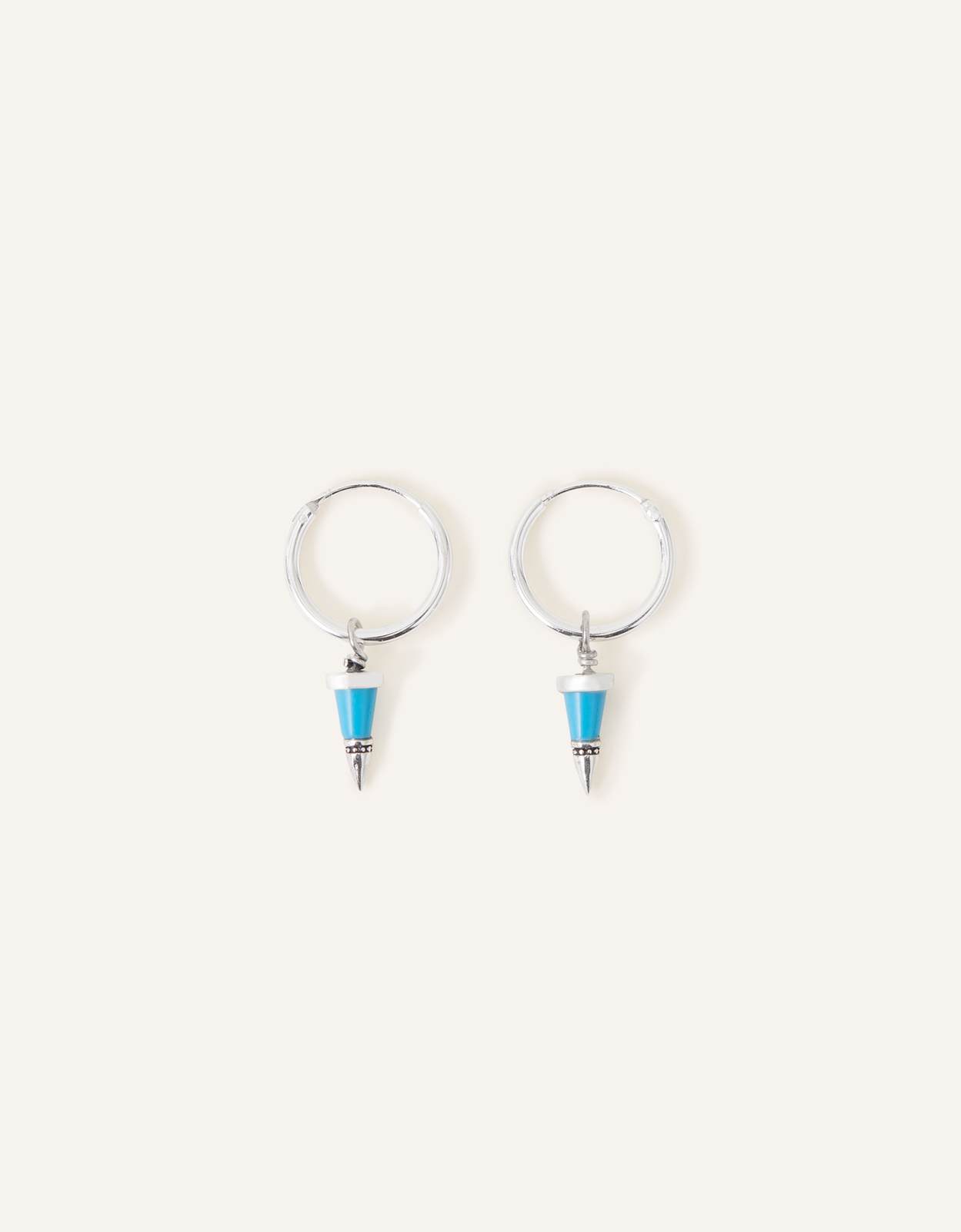 Accessorize Women's Sterling Silver Spike Charm Hoop Earrings