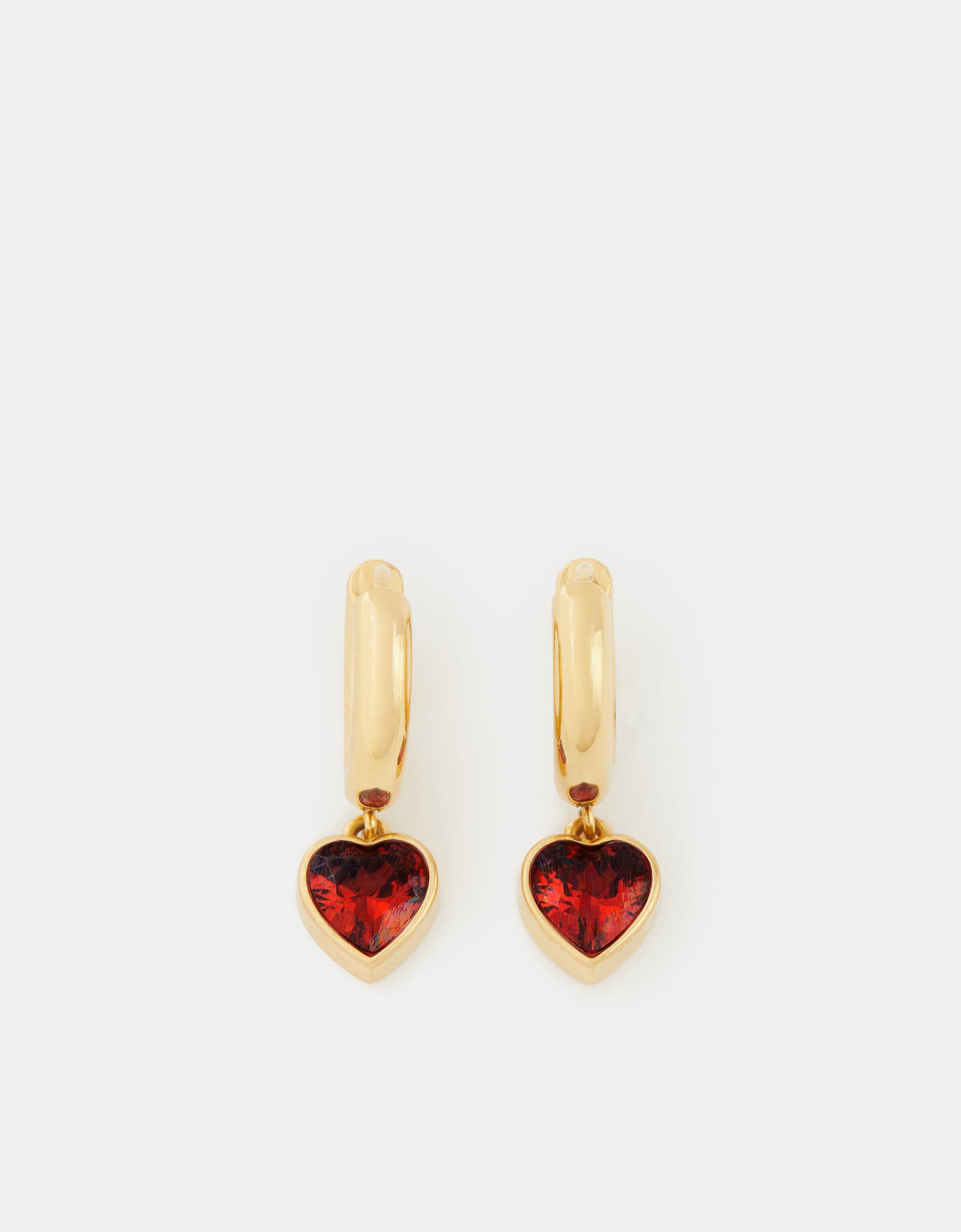 Accessorize Stainless Steel Heart Drop Huggie Hoop Earrings, Gold
