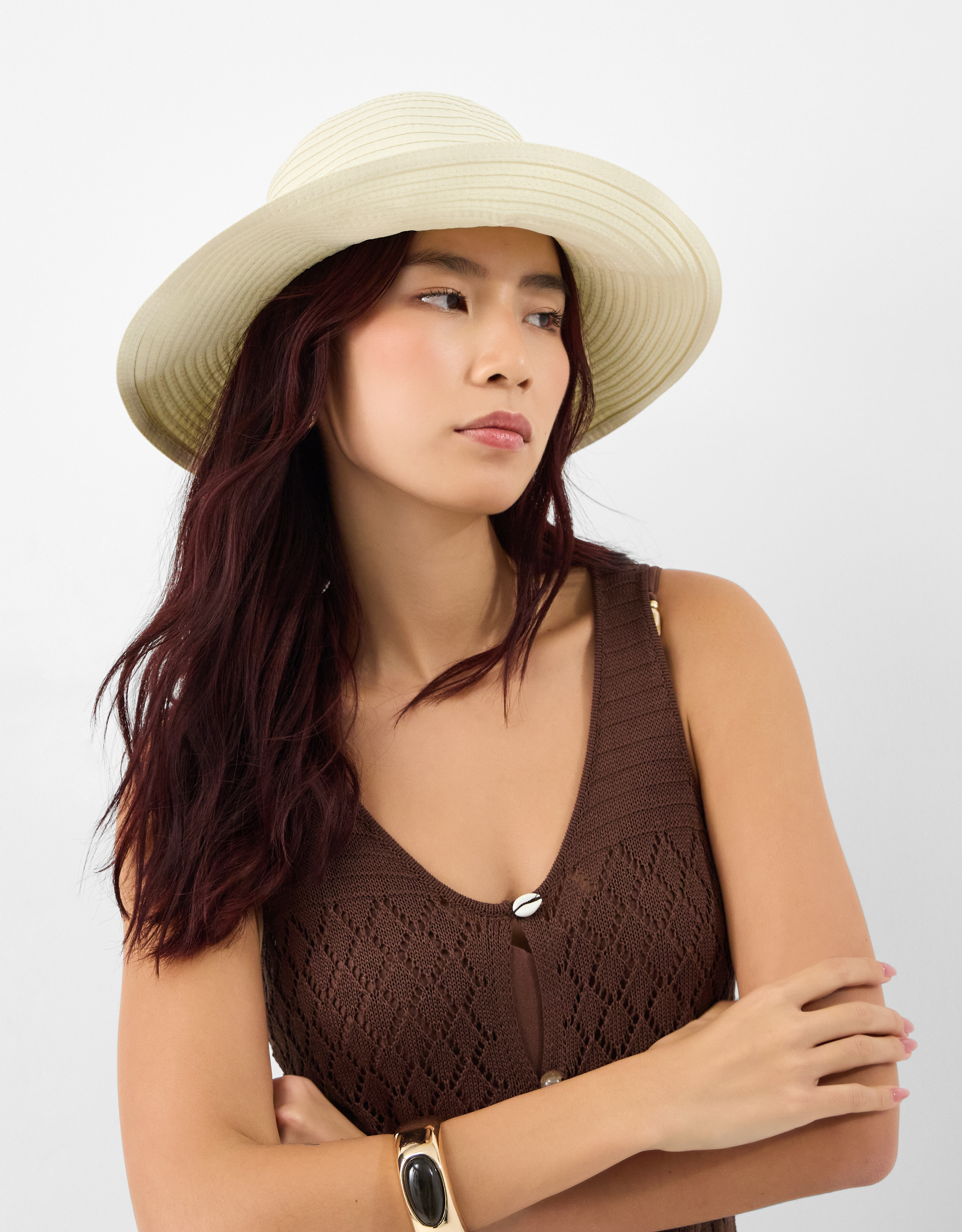 Accessorize Decor Packable Ribbed Bucket Hat Natural