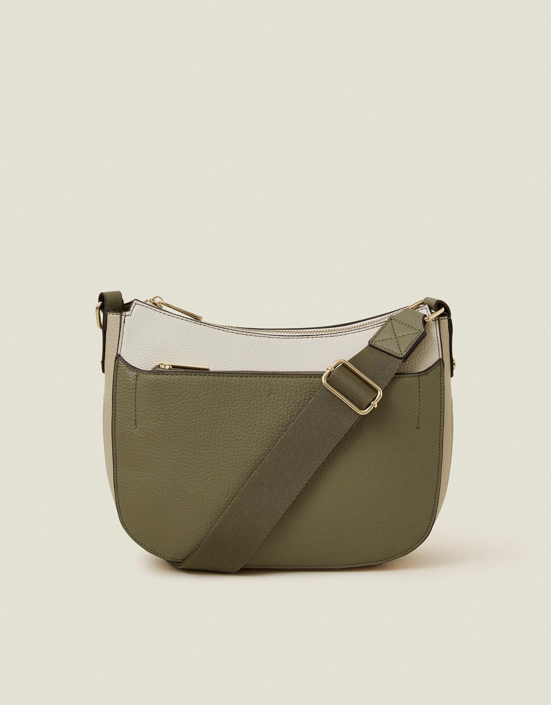 Two-tone Faux Leather Crossbody Bag Khaki - Accessorize