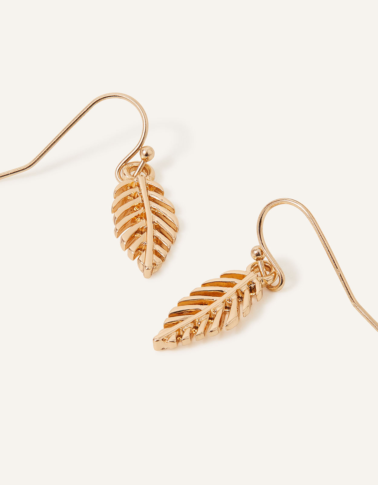 Accessorize Women's Gold Leaf Detail Short Drop Earrings, Size: 2cm