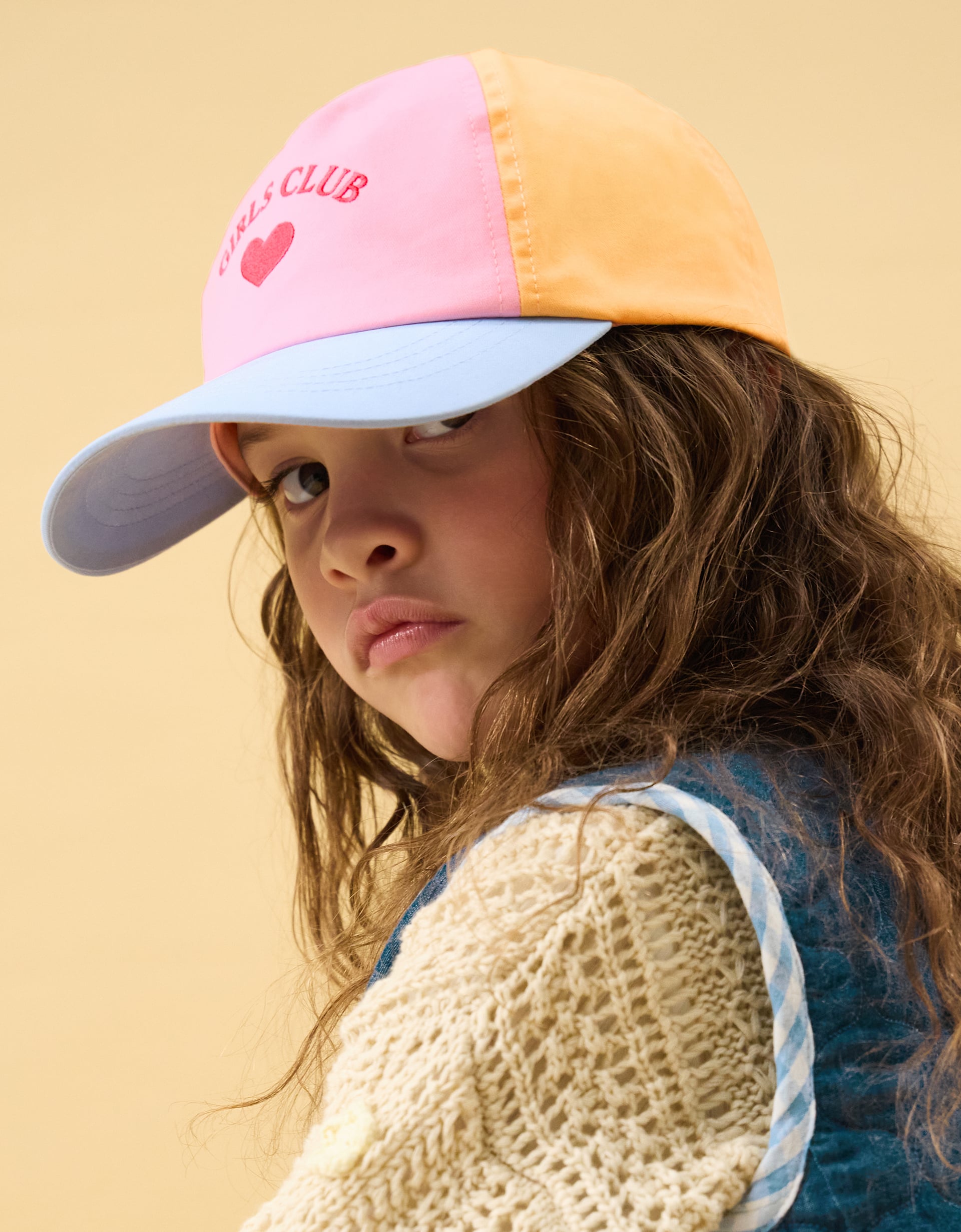 Accessorize Embroidered Girls Club Colourblock Baseball Cap, Multi, Size: 3-6 Years