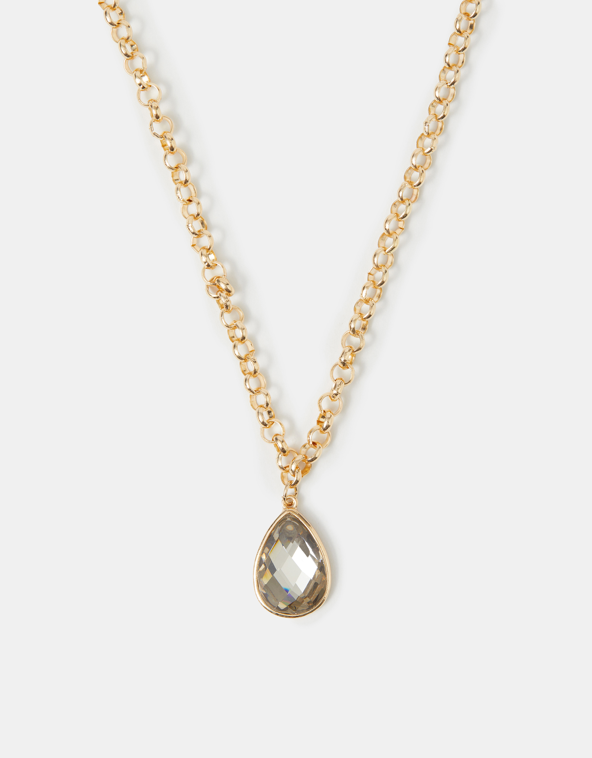 Gold Teardrop Gemstone Pendant Necklace - Accessorize