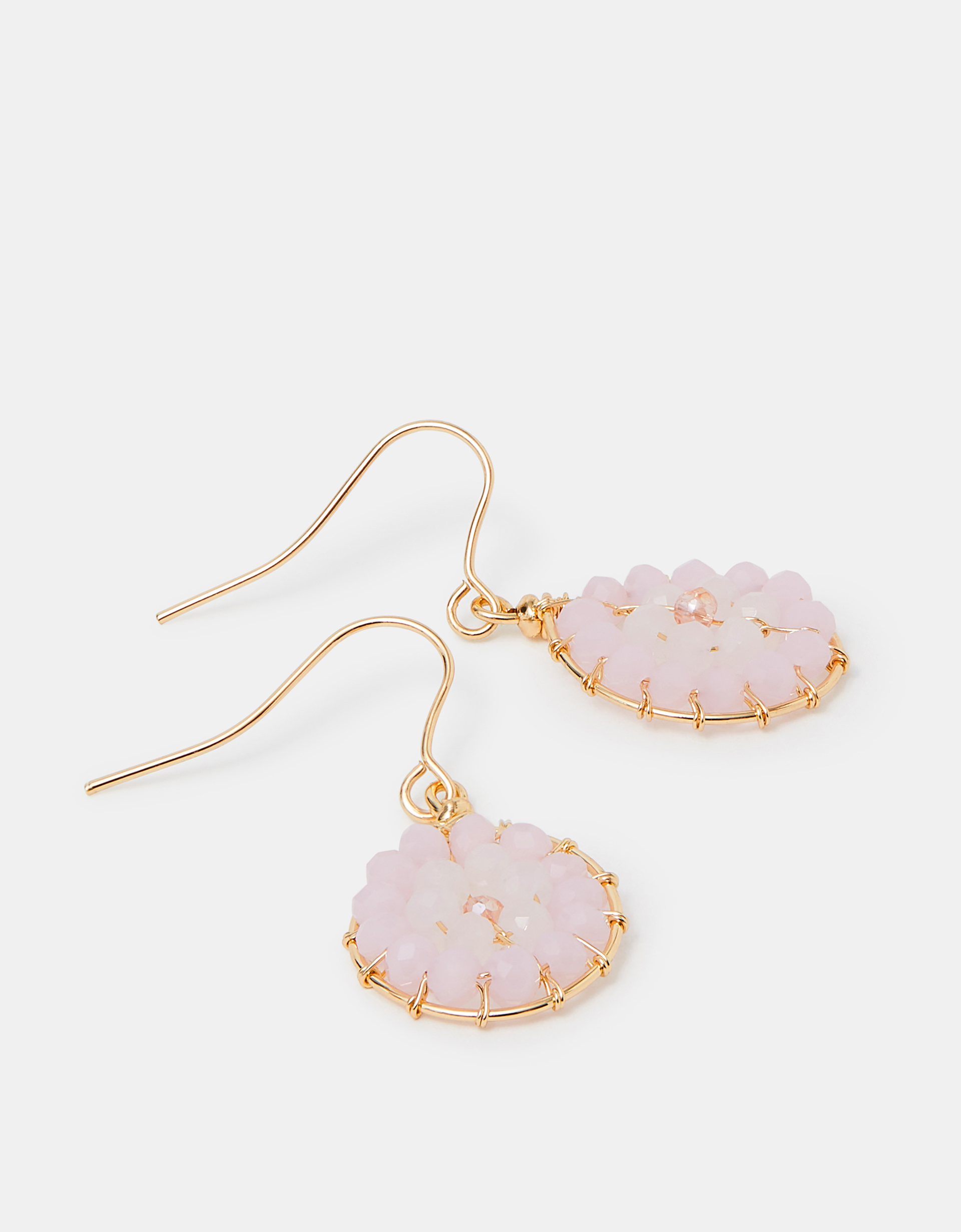Accessorize Aashiana Bead Round Drop Earrings, Pink