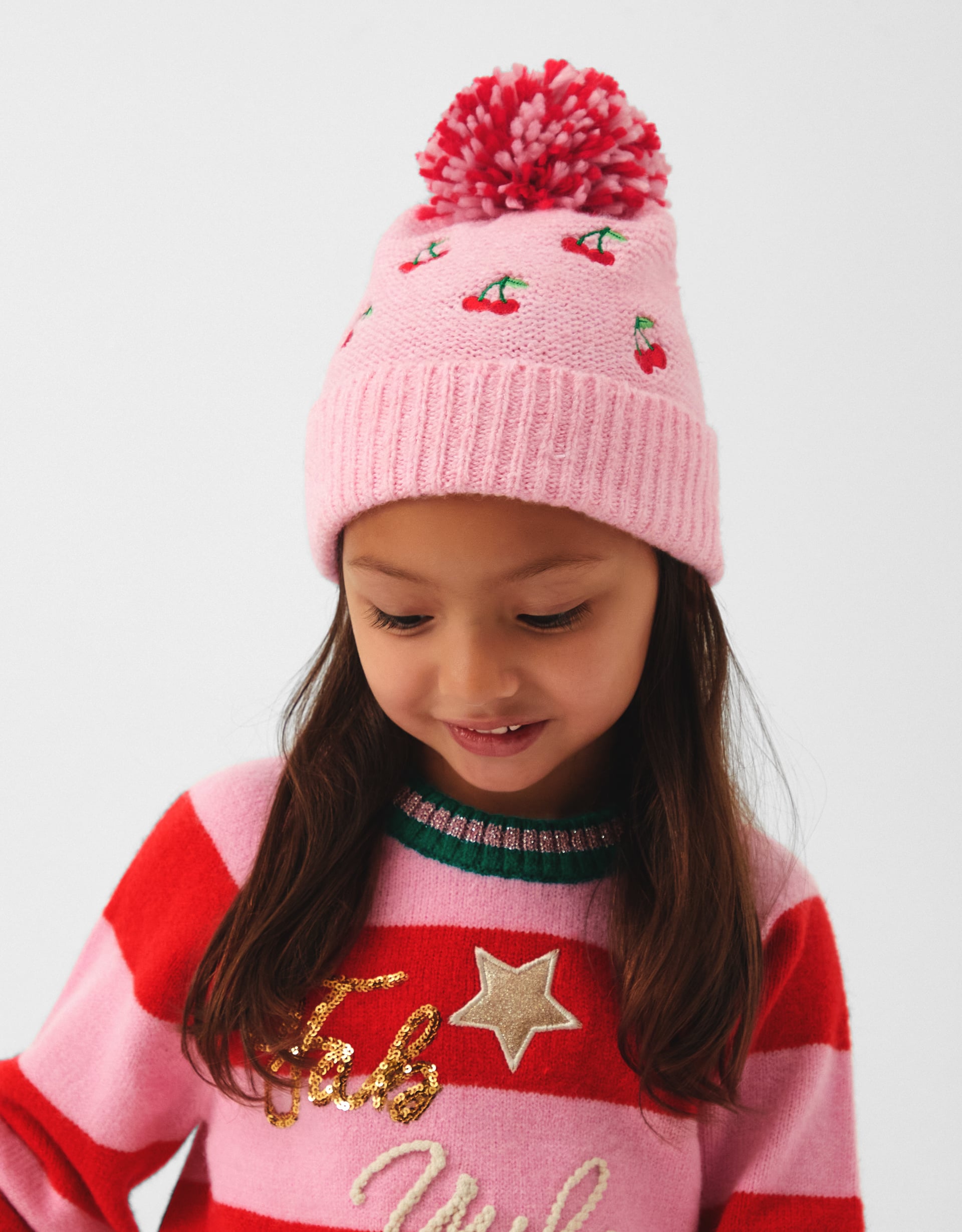 Cherry Bobble Hat Pink, Size: 7-12 yrs - Accessorize