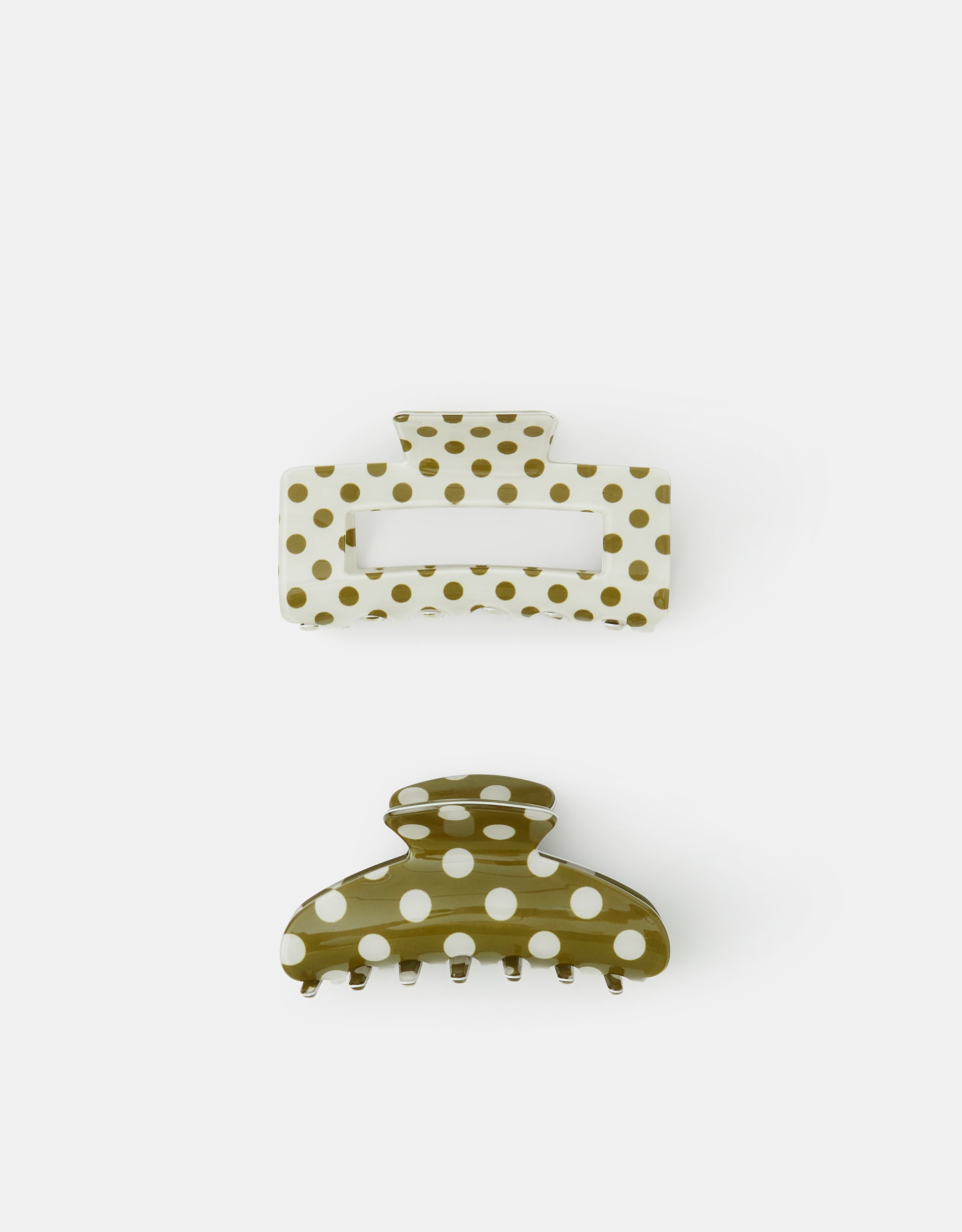 Accessorize Polka Dot 2-Pack Claw Clips, White