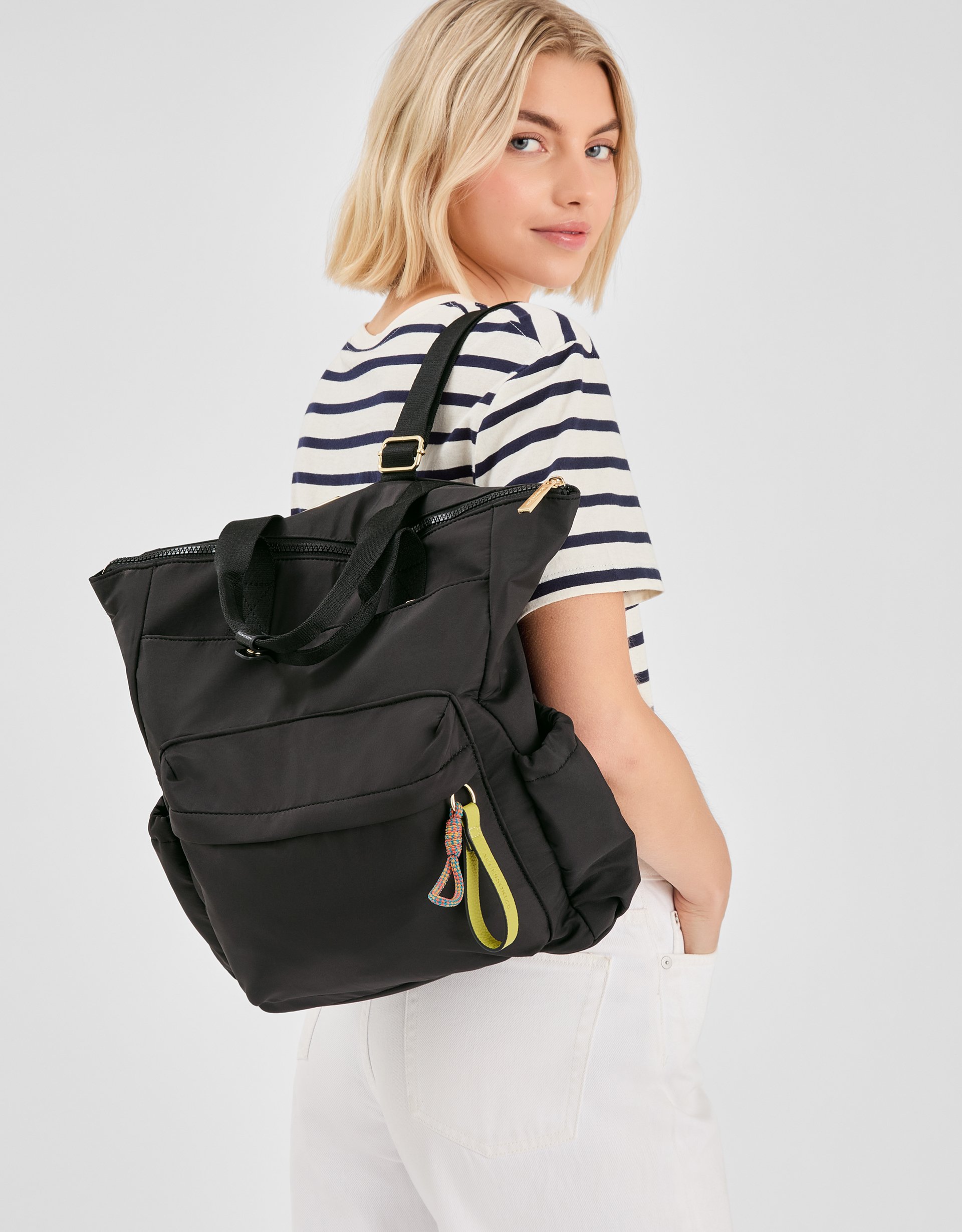 Black Nylon Top Handle Backpack, Size: 38x15x30cm - Accessorize