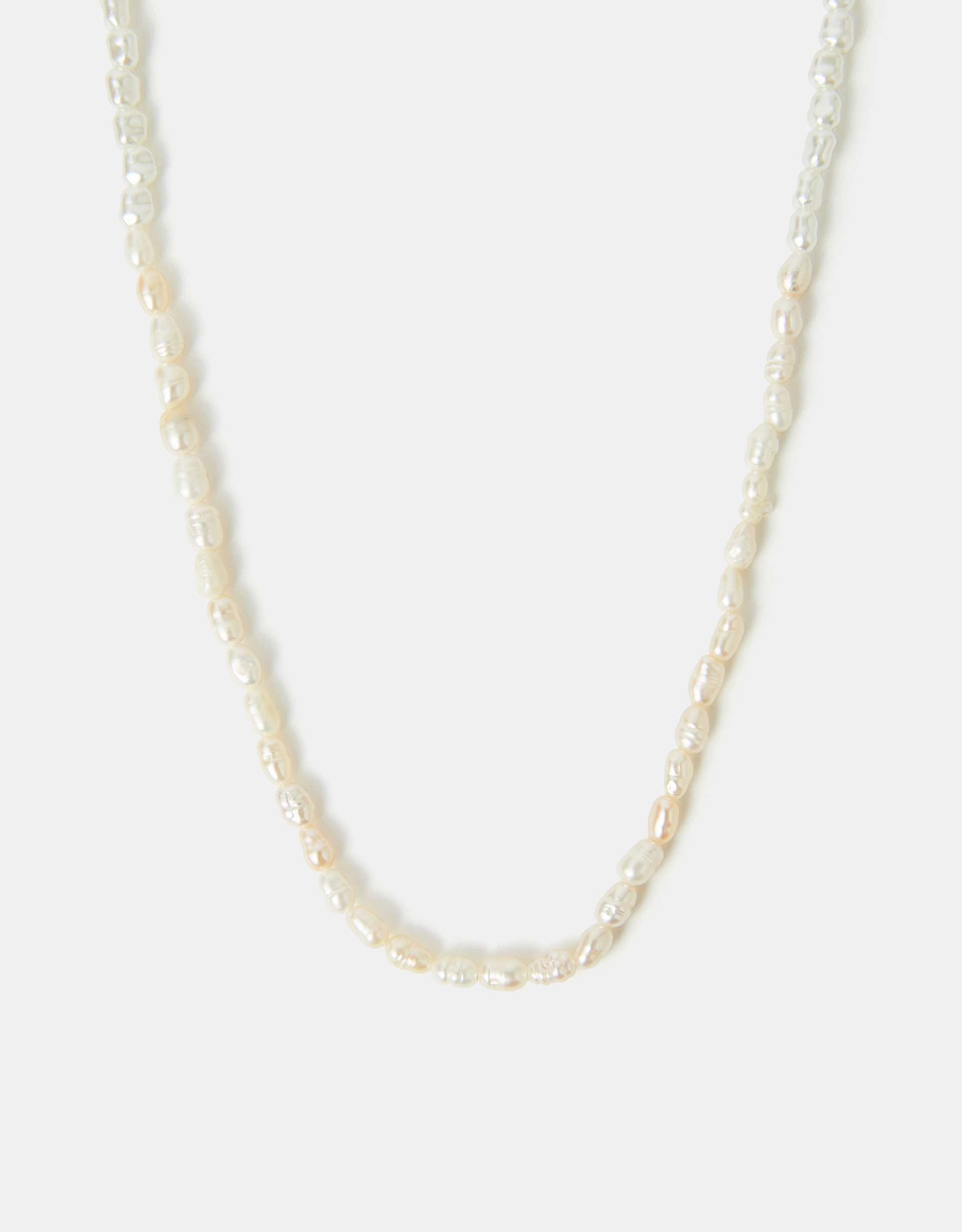 White Sterling Silver-plated Seed Pearl Necklace - Accessorize