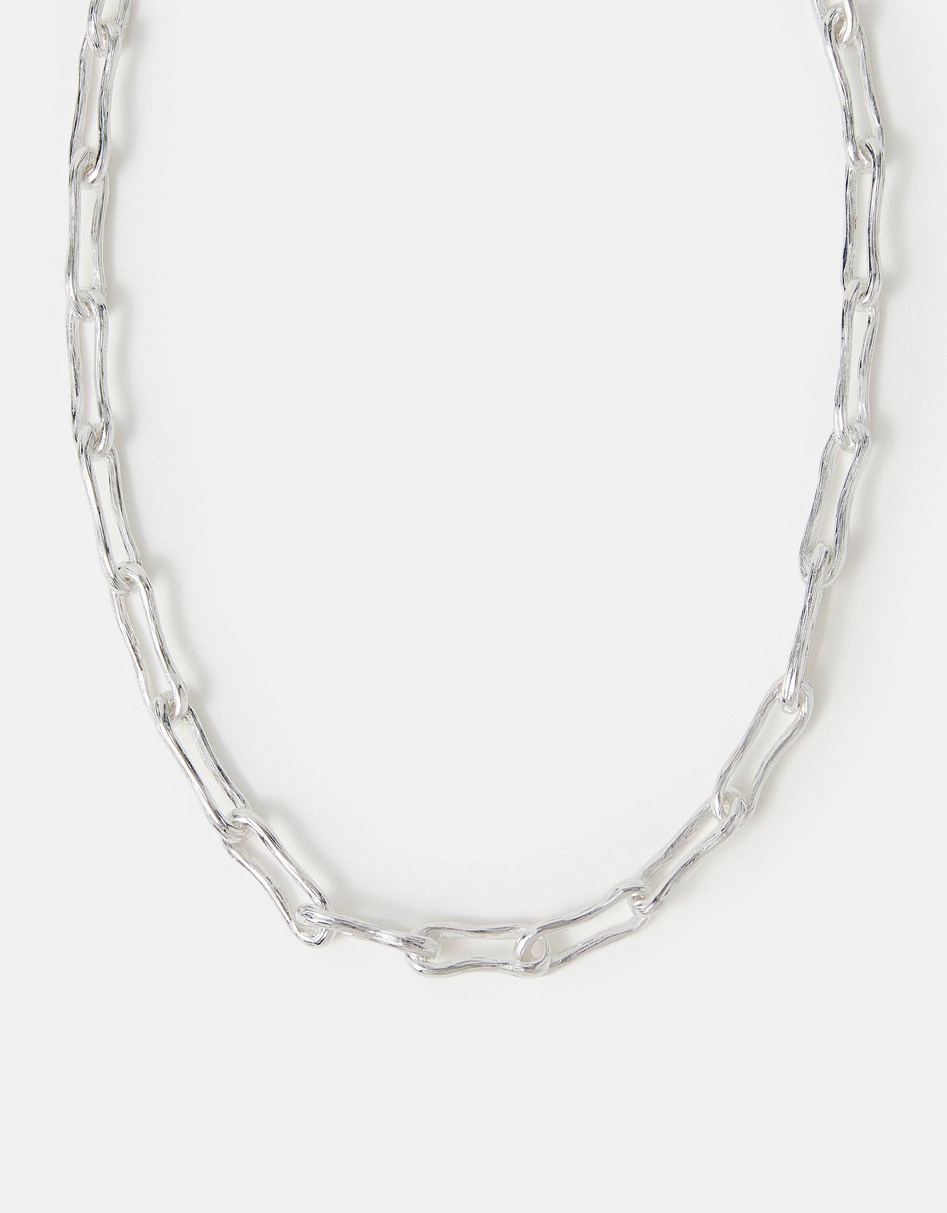 Sterling Silver-plated Chunky Molten Link Necklace - Accessorize