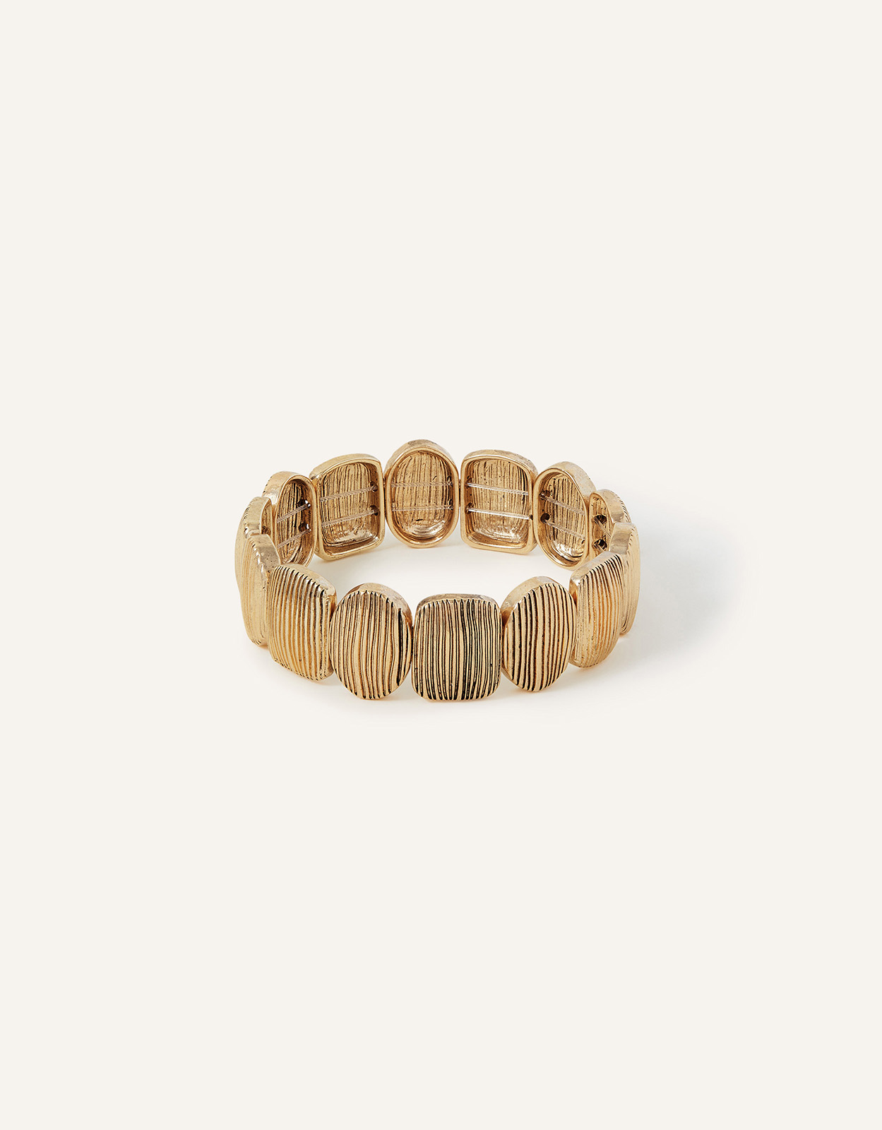 Accessorize Women's Gold Mixed Shapes Metal Stretch Bracelet, Size: 18cm