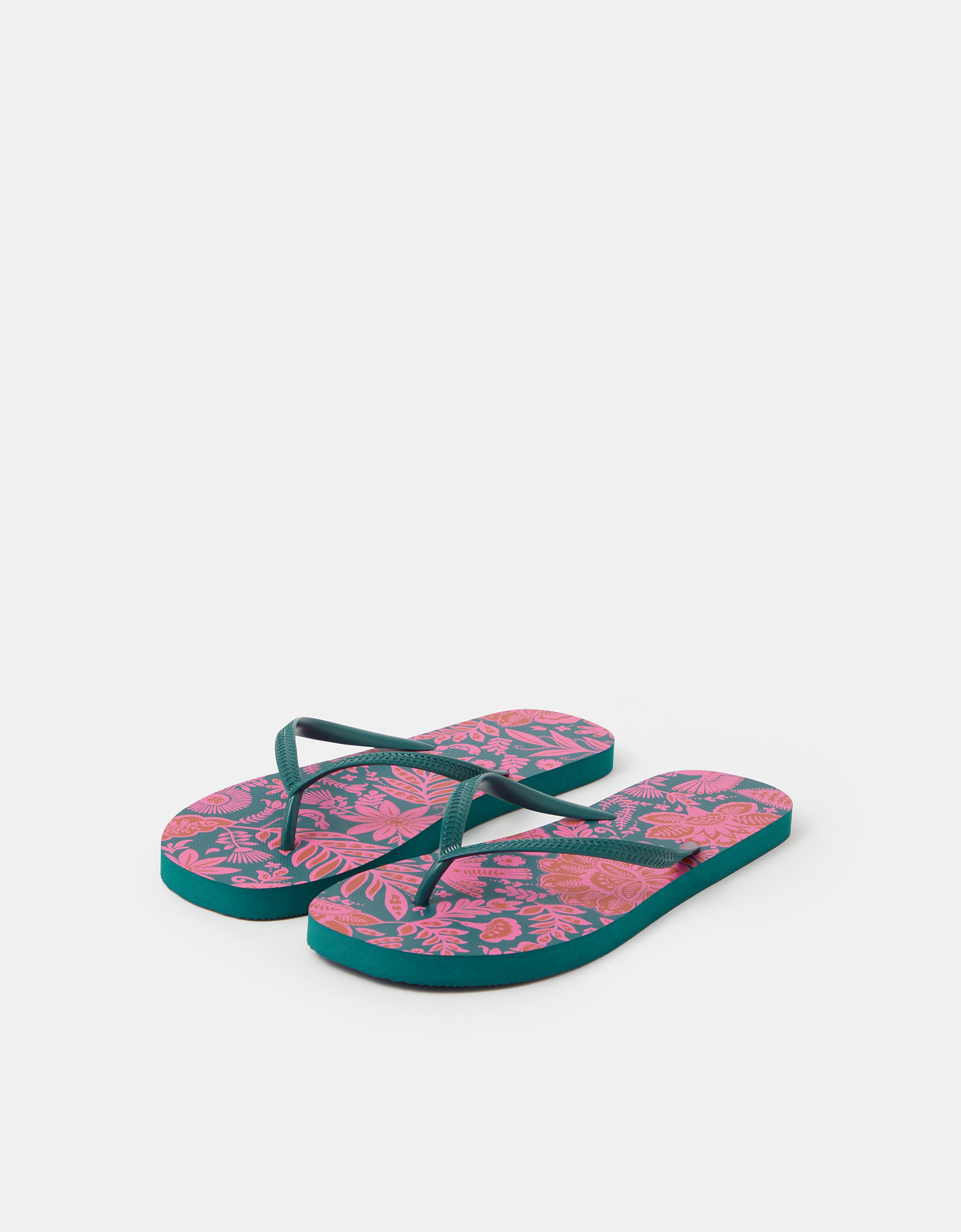 Tropical Print Flip Flops Multi, Size: L - Accessorize