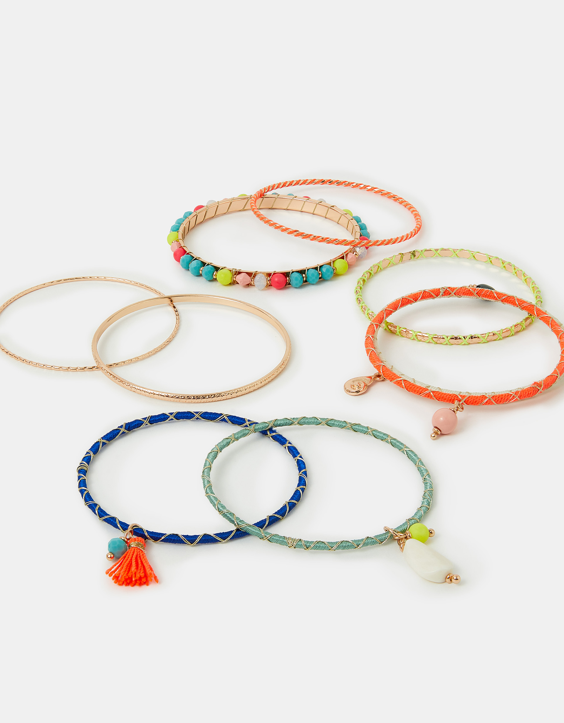 Gold 9-Pack Mix Embellished Bangles - Accessorize