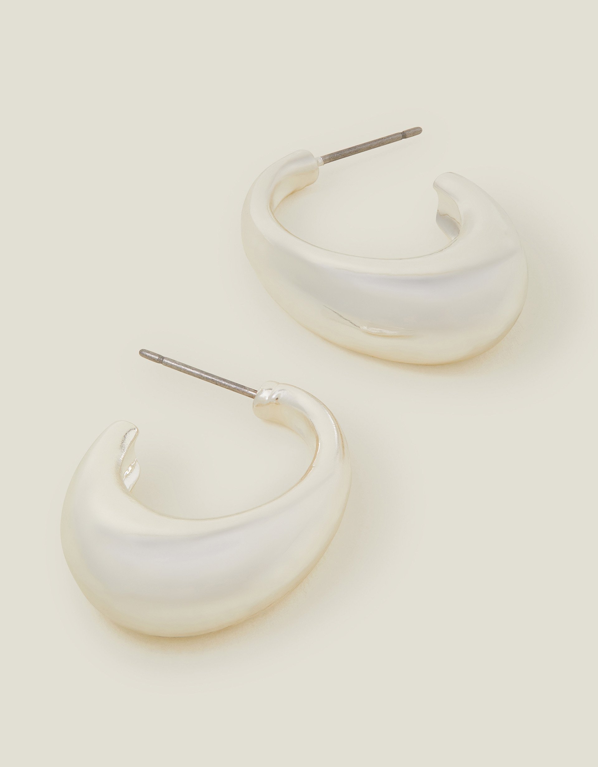 Silver Chunky Curve Drop Hoop, Women's - Accessorize