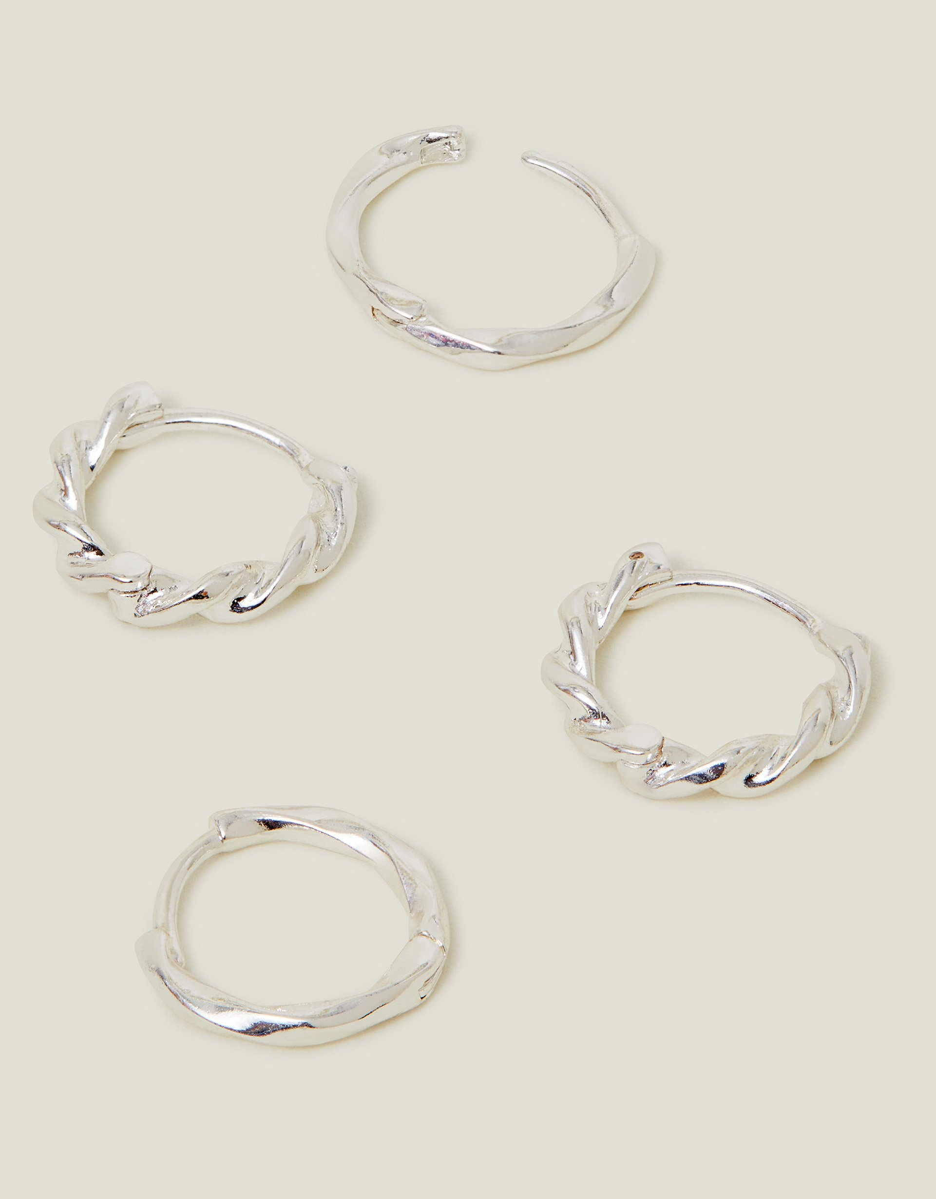 Multicolour 2-Pack Sterling Silver-plated Twist Huggie Hoop Earrings - Accessorize