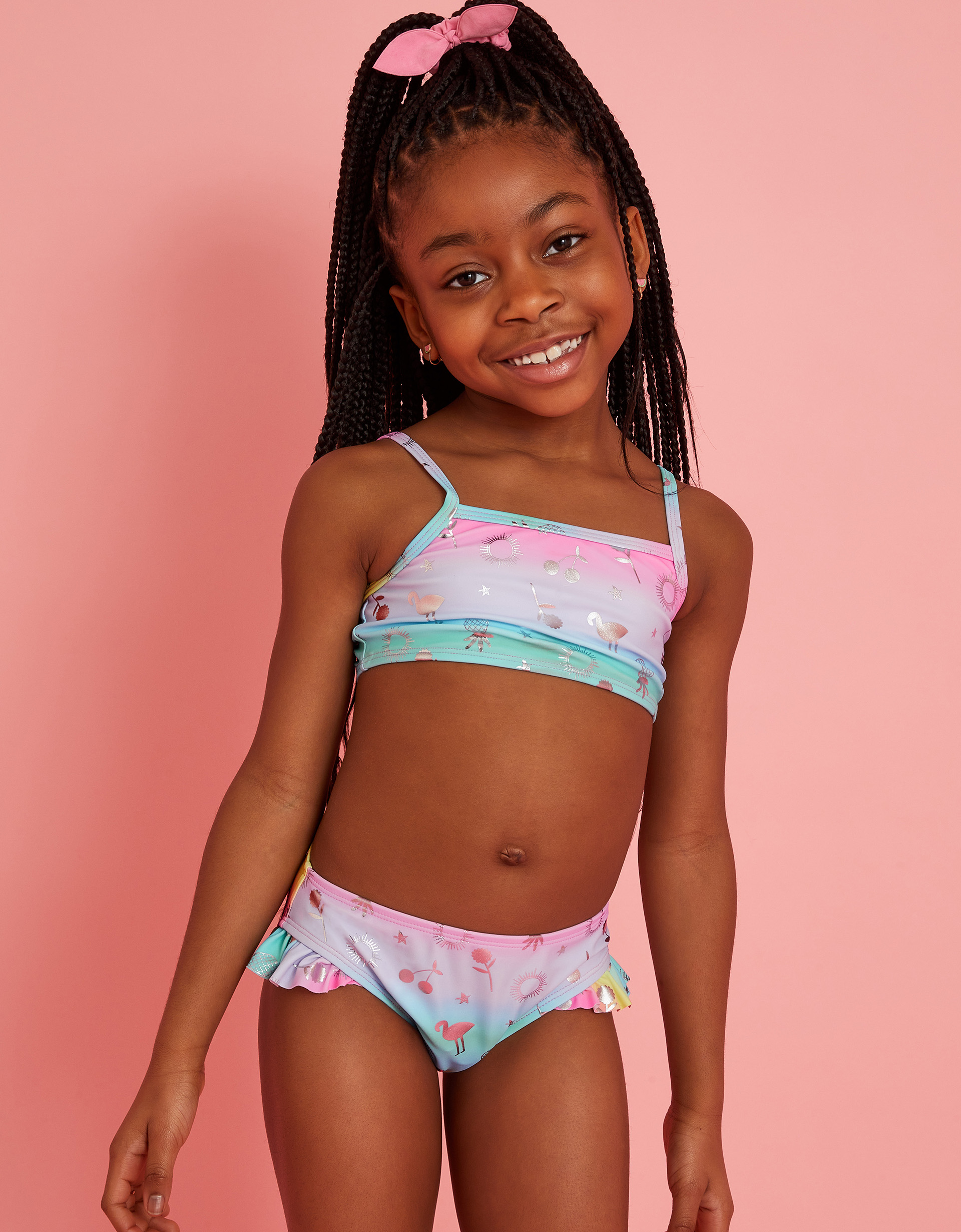 Ombre Foil Print Bikini Set Multi, Size: 7-8 Yrs, Kids - Accessorize