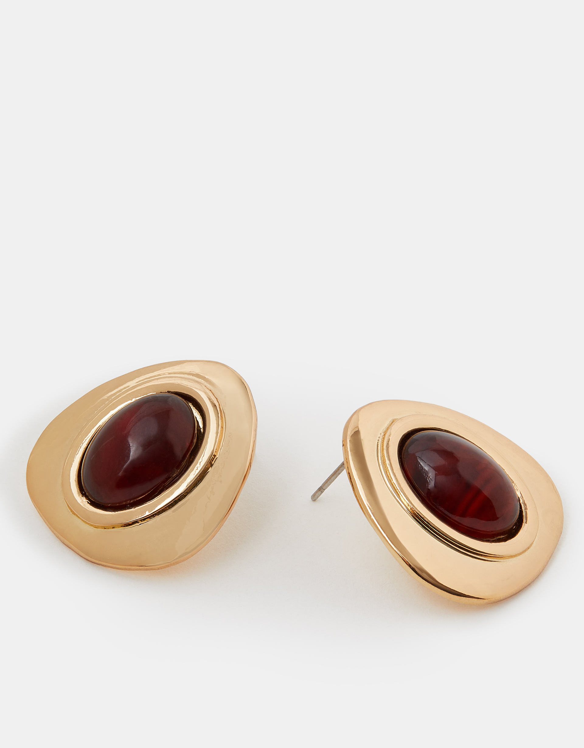 Gold Statement Resin Stone Stud Earrings - Accessorize