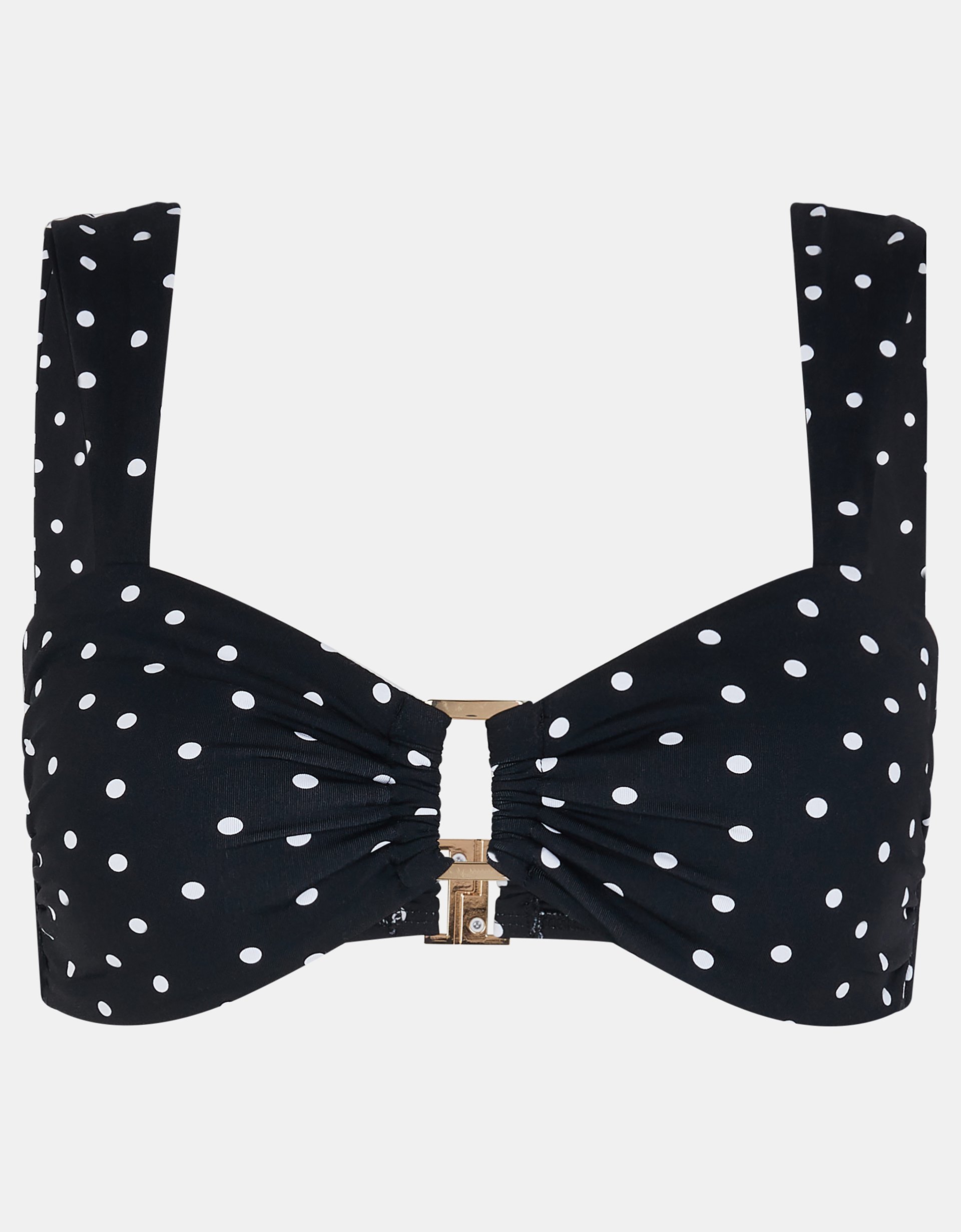 Polka Dot Bandeau Bikini Top Black, Size: 16 - Accessorize