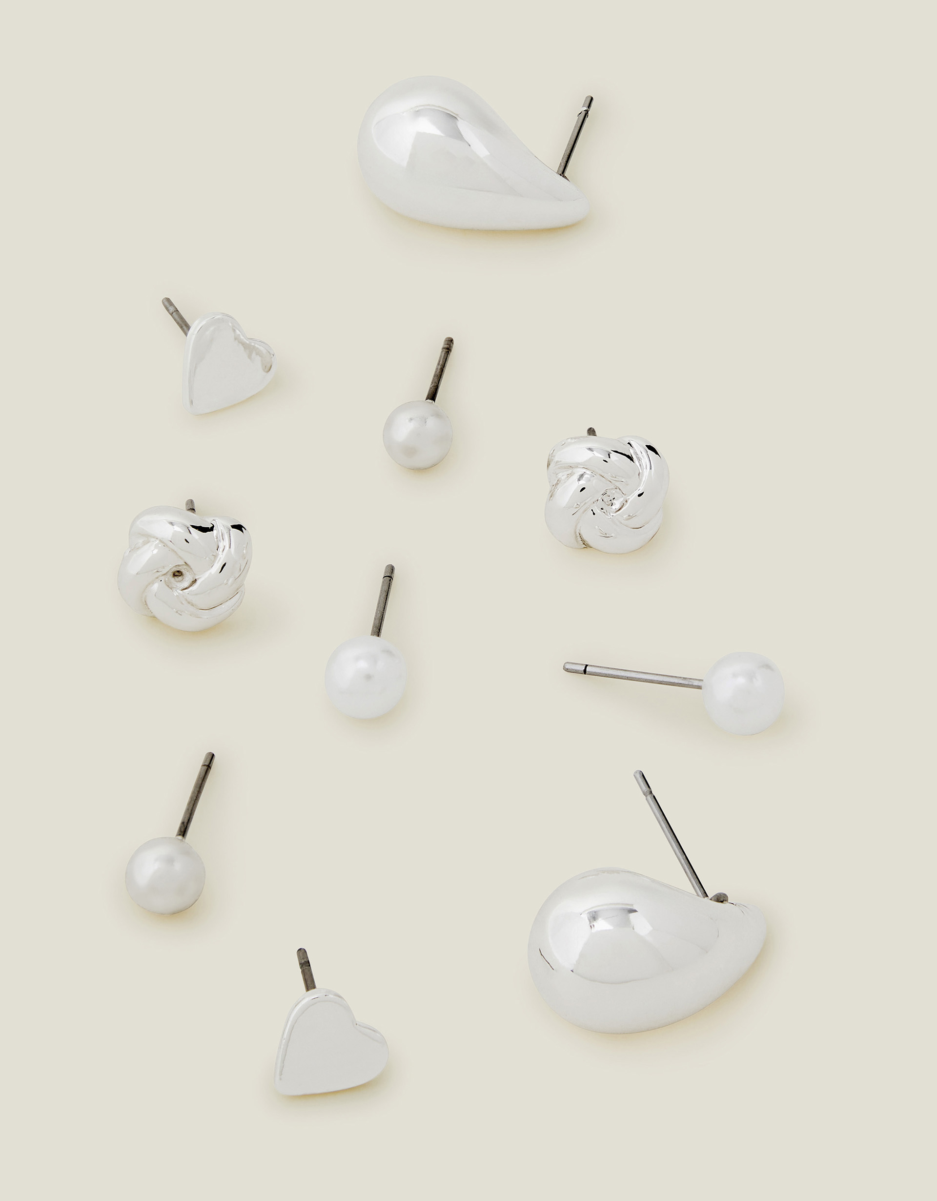 Accessorize Heart Print 5-Pack Knot Stud Earrings