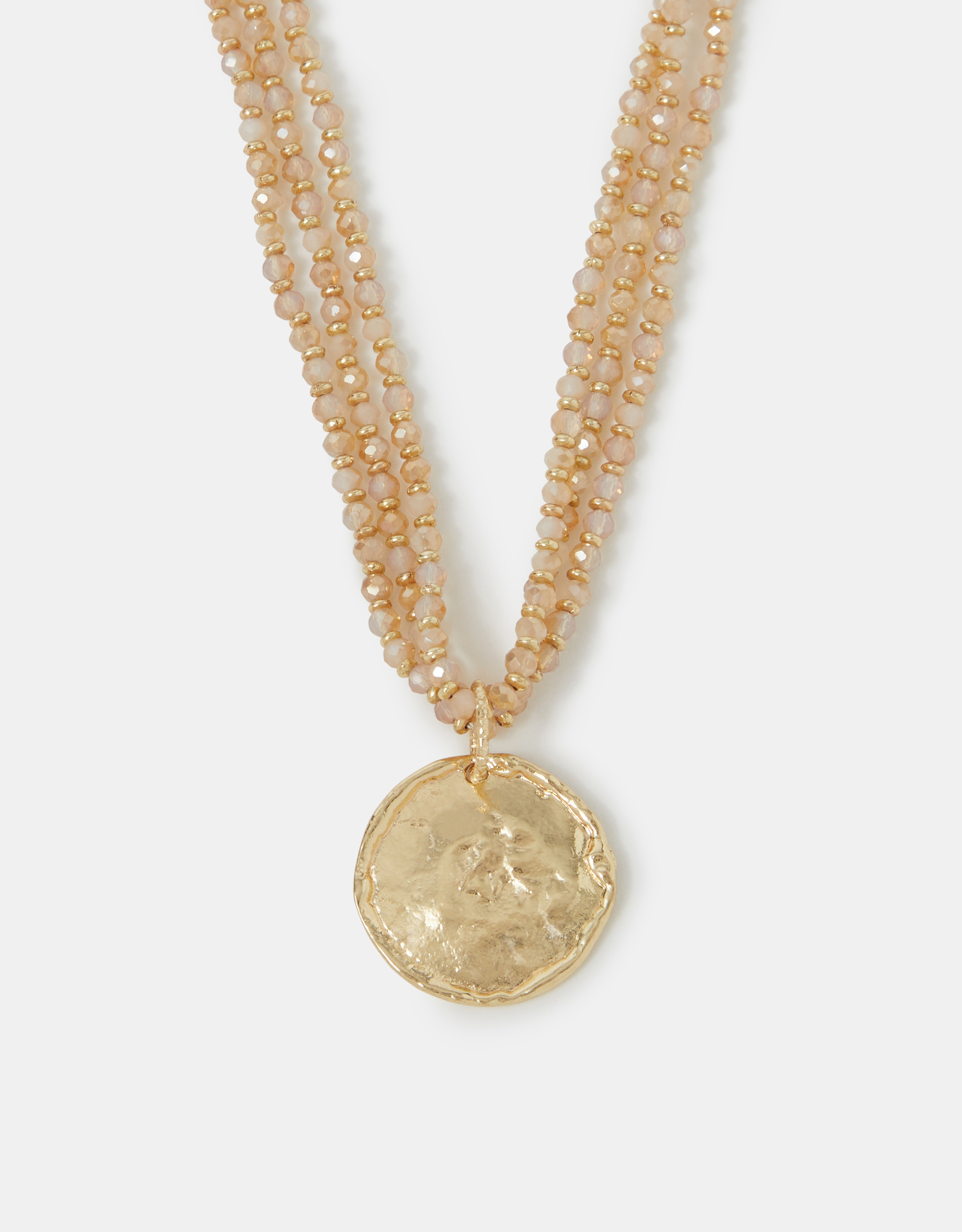 Accessorize Lace Coin Pendant Bead Necklace